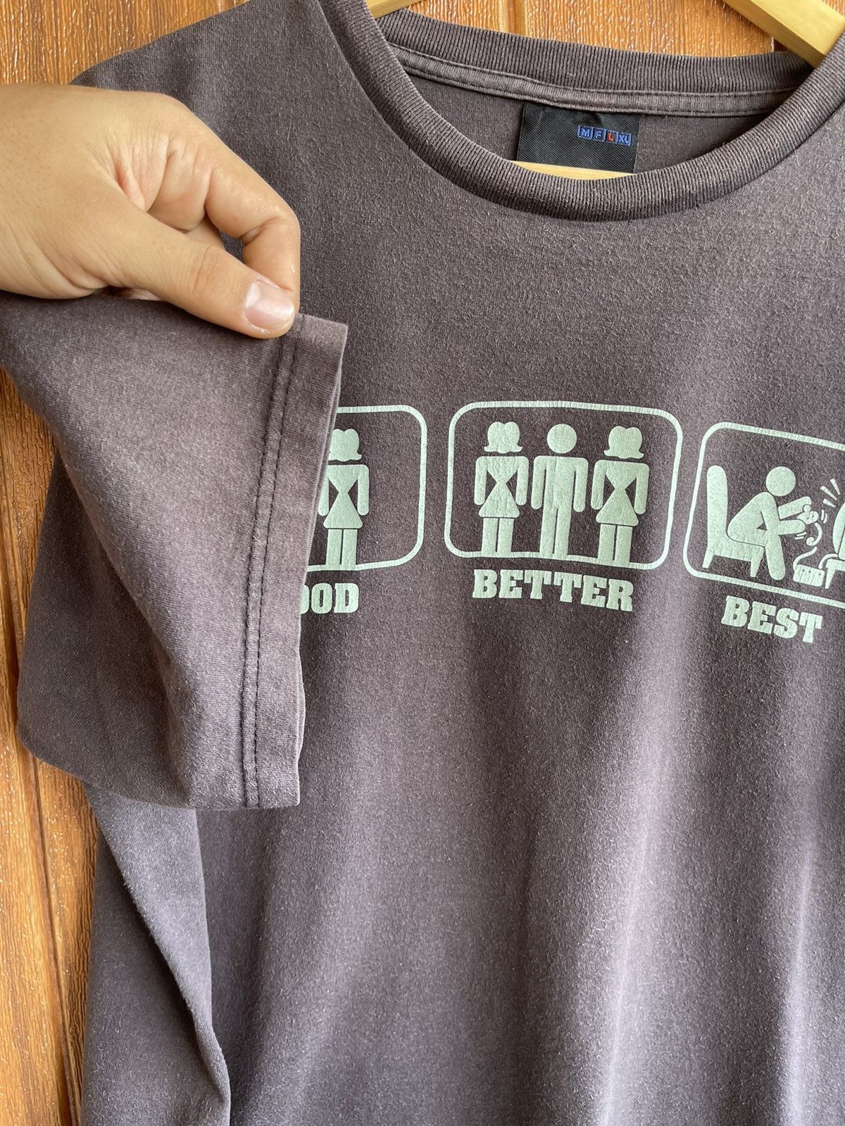 Vintage Vintage’90s🔥UNFLEDGED🔥Good Better Best Humor faded Tshirt Size US L / EU 52-54 / 3 - 3 Thumbnail