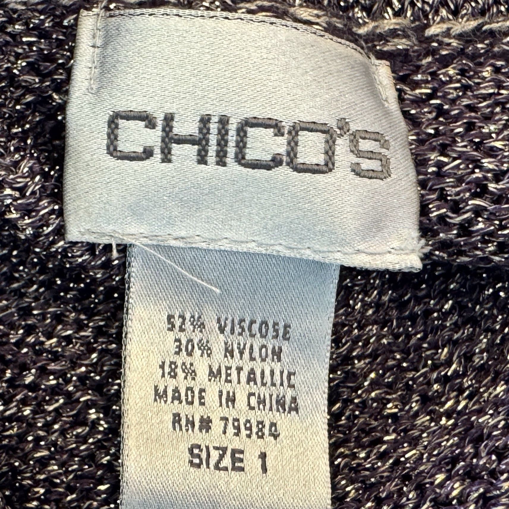 Vintage Chico's Cowl Neck Sweater Womens Sz 1 Brown Gold Metallic Long Sleeve Side Slits Knit Pullover Cardigan Style Designer Womens Size XS / US 0-2 / IT 36-38 - 5 Thumbnail