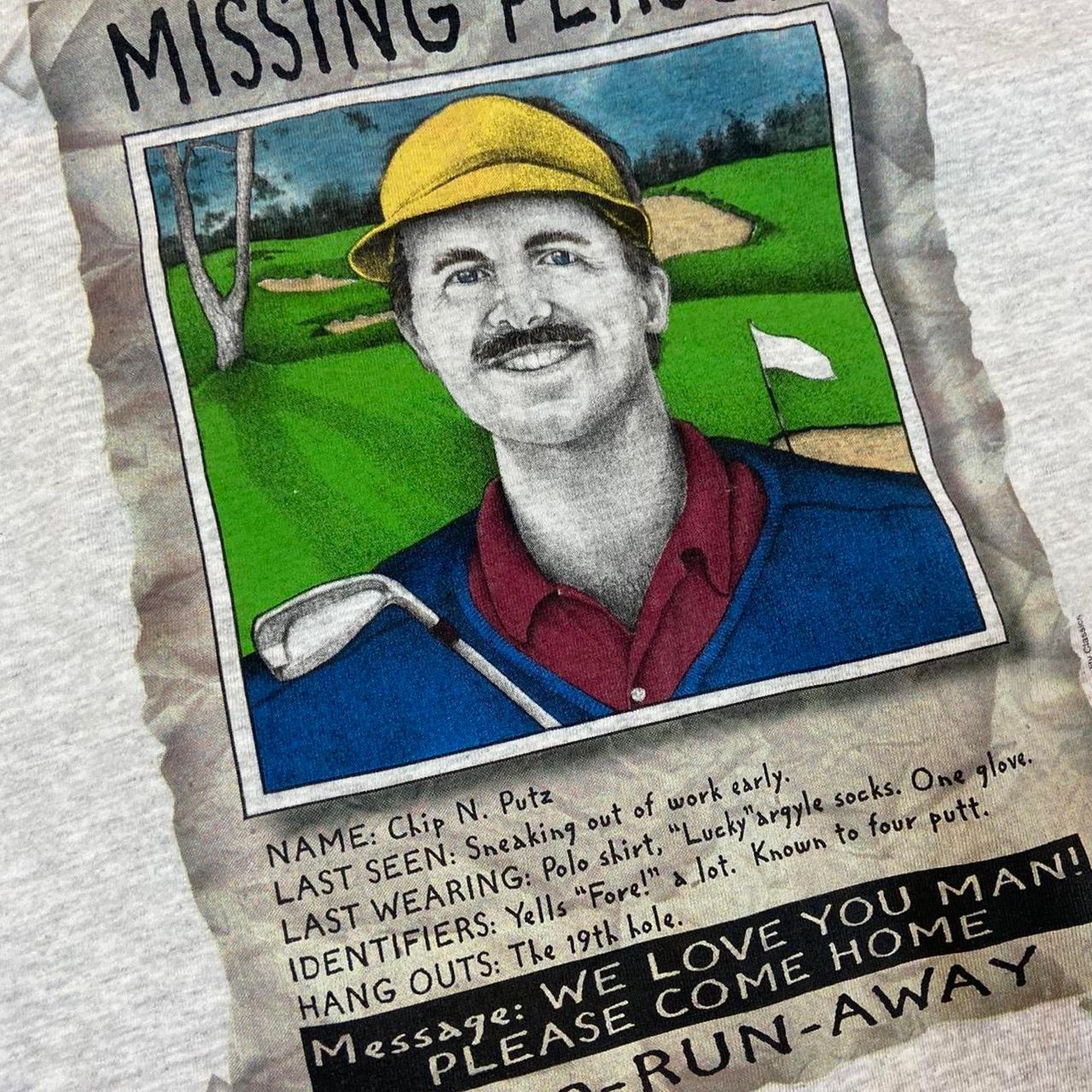 Gildan 90s missing man golf tee Size US XL / EU 56 / 4 - 3 Thumbnail