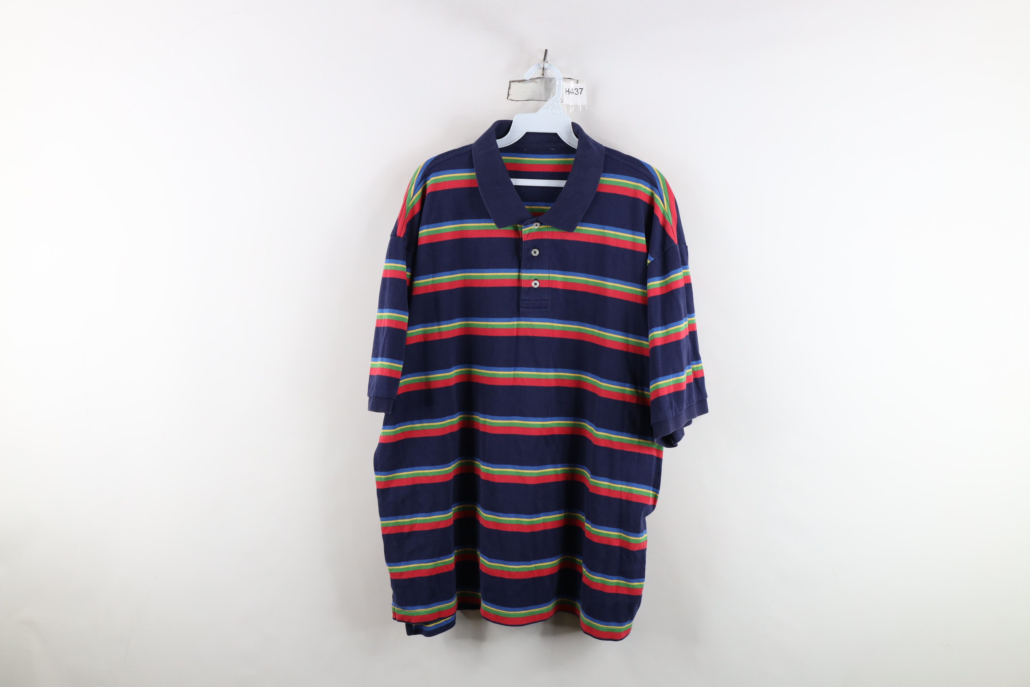 Vintage Vintage 90s Streetwear Rainbow Striped Collared Golf Polo Size US XXL / EU 58 / 5 - 1 Thumbnail