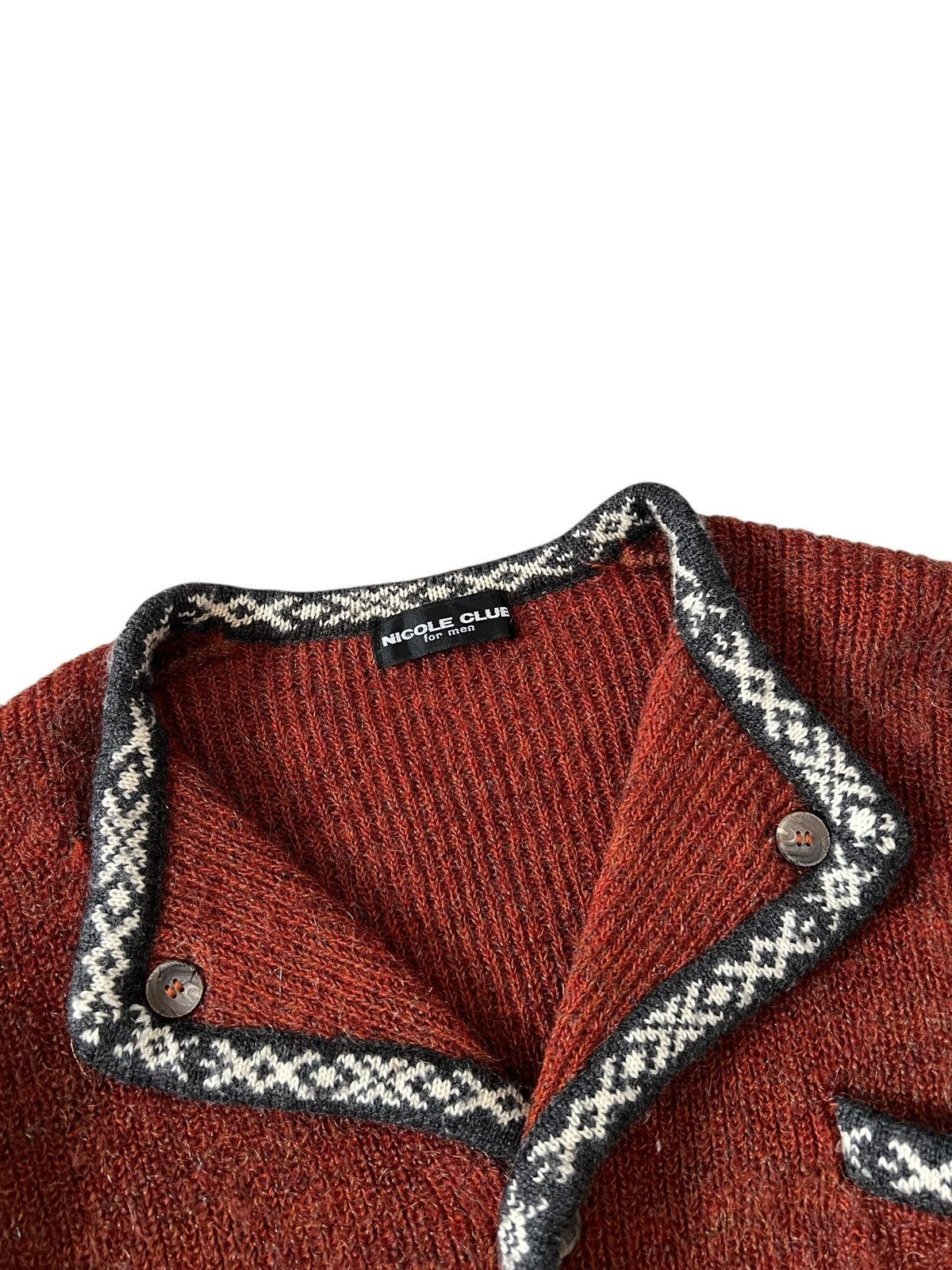 Nicole Club 1990s Nicole Club For Men Aztec Cropped Knit Sweater Size US M / EU 48-50 / 2 - 5 Thumbnail