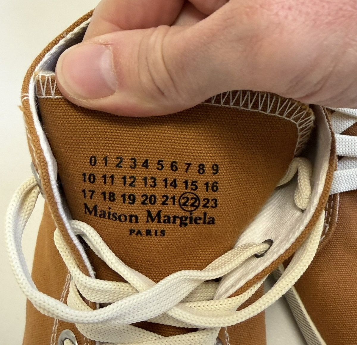 Maison Margiela Orange Canvas High Top Tabi Sneakers Size US 11 / EU 44 - 7 Thumbnail