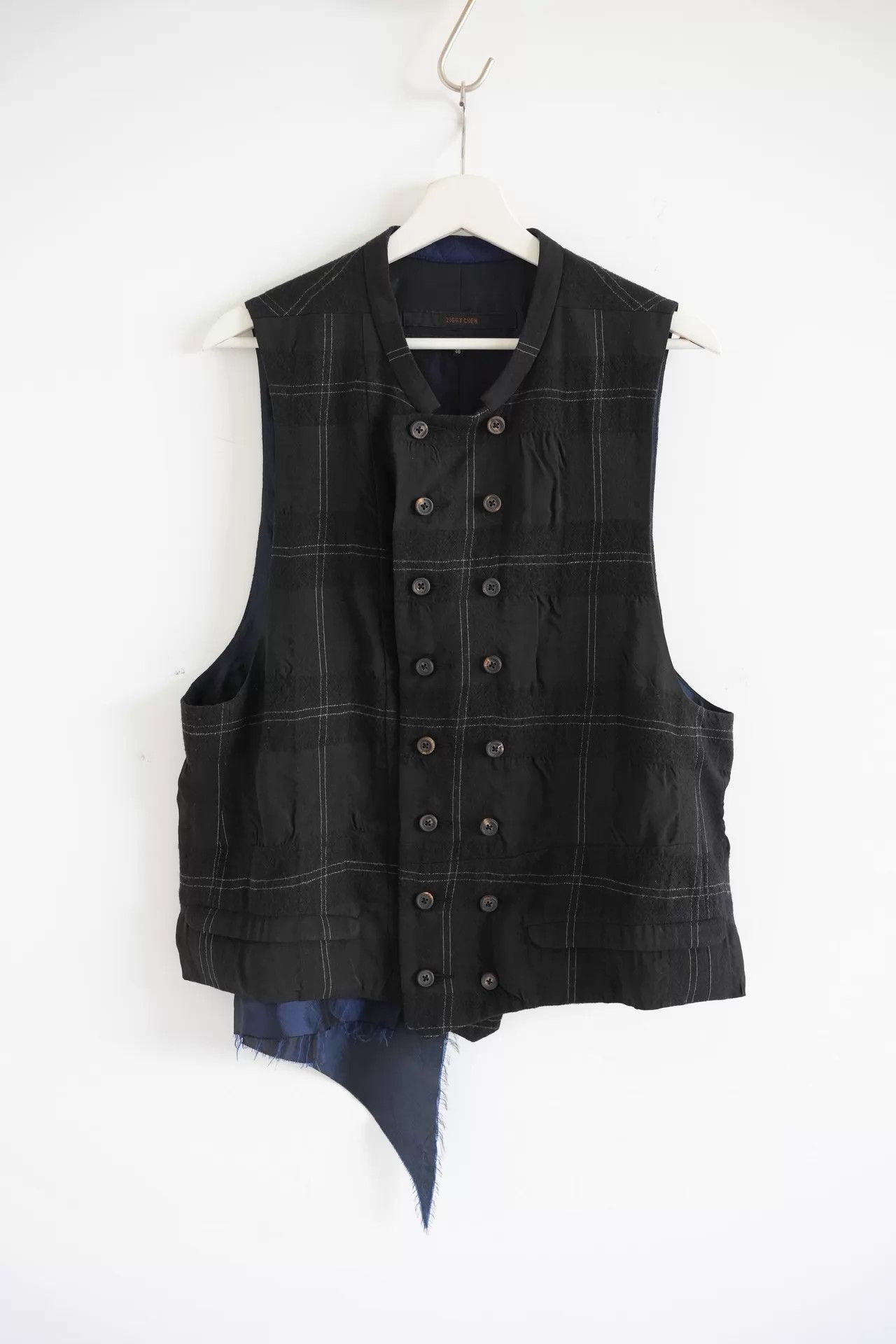 Ziggy Chen Ziggy Chen 20AW Asym Plaid DB Wool Blend Vest Size US M / EU 48-50 / 2 - 2 Thumbnail
