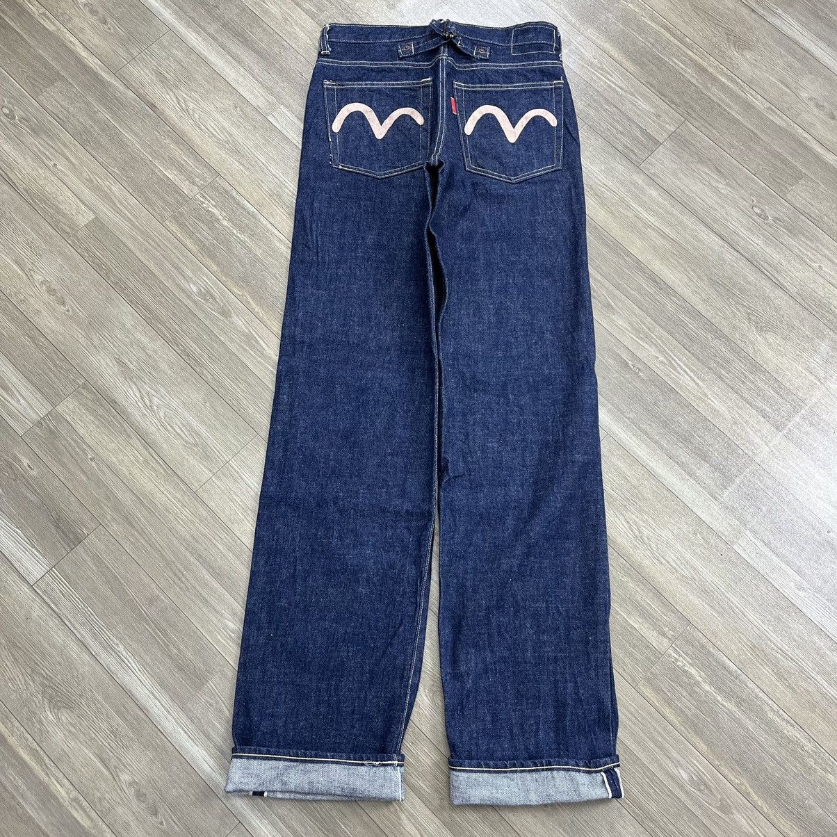 Y2K Japanese Brand Like Evisu Selvedge Buckle Back Jeans