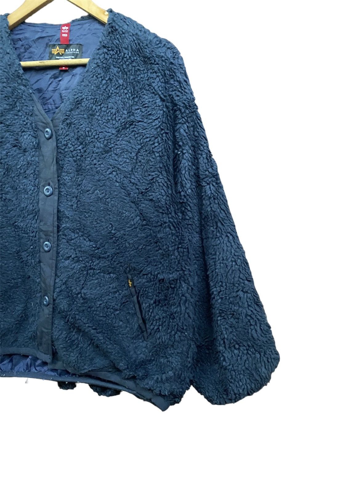 Alpha Industries × Japanese Brand Vintage Alpha Industries Fleece Button Up Jacket Size US M / EU 48-50 / 2 - 2 Thumbnail