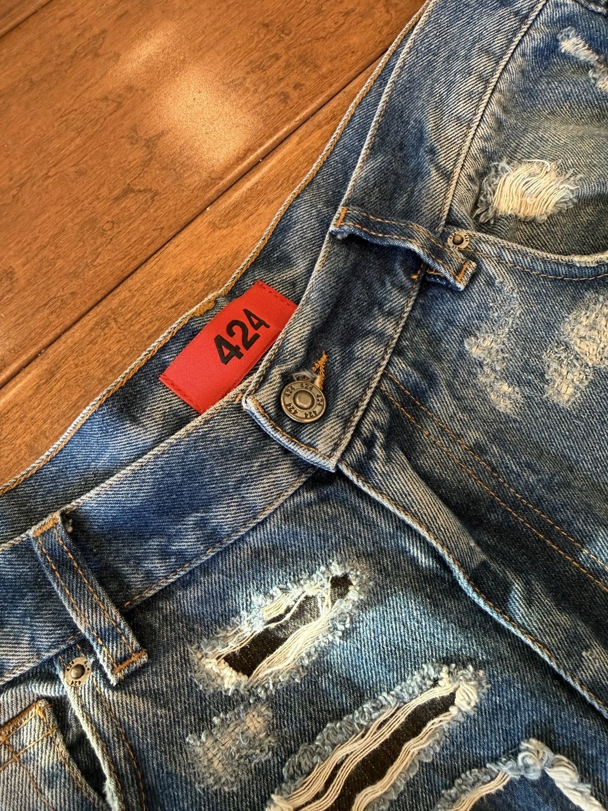 424 424 Distressed Straight Leg jeans Size US 34 / EU 50 - 5 Thumbnail