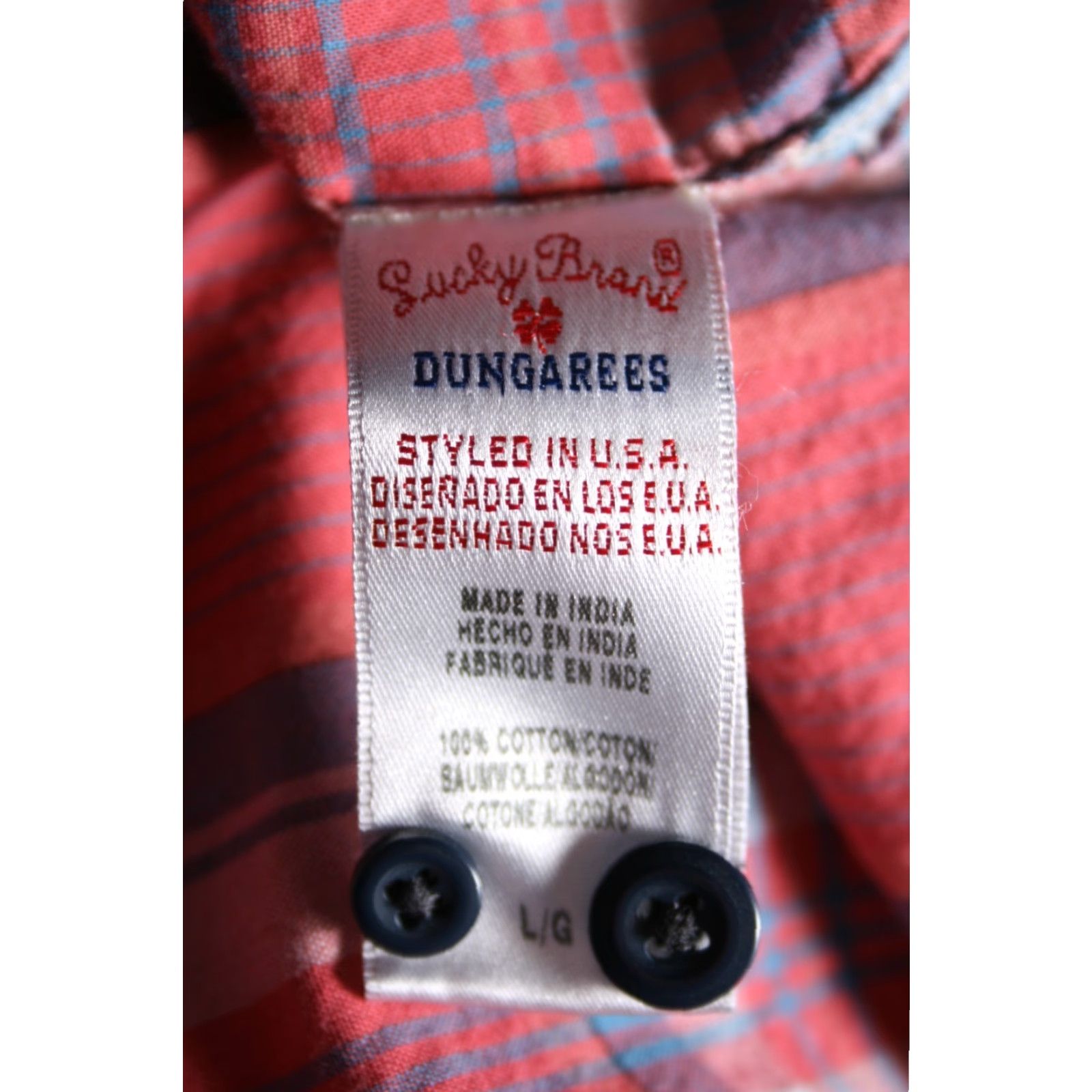 Lucky Brand LUCKY BRAND Shirt Button-Up Plaid Windowpane 100% Cotton Sz L Multicolor Men Long Sleeve Button-Front Size US L / EU 52-54 / 3 - 8 Thumbnail