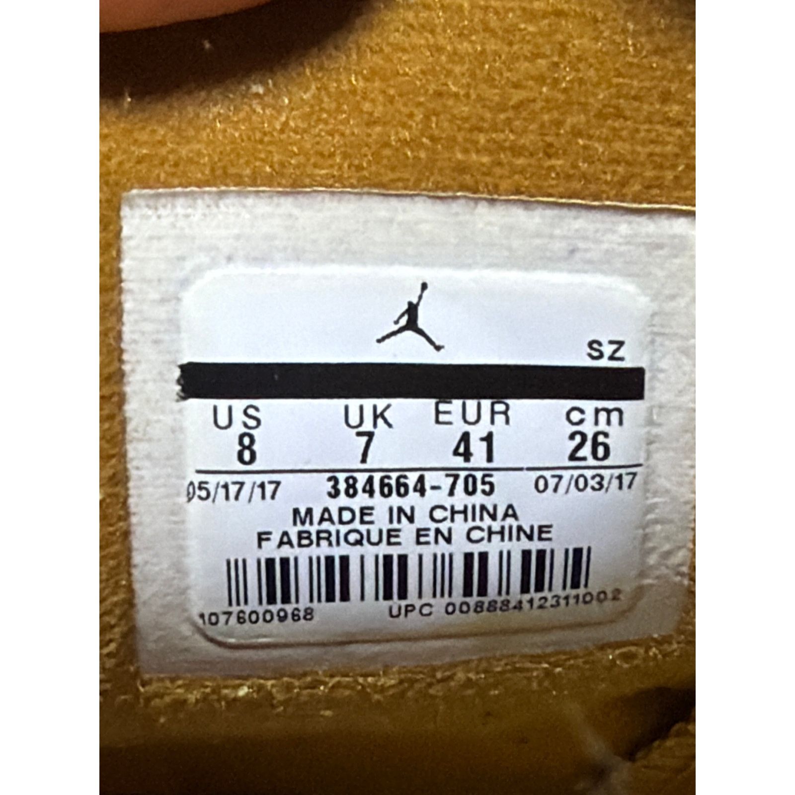 2017 Air Jordan 6 Retro ‘Wheat’ Size 8 Mens