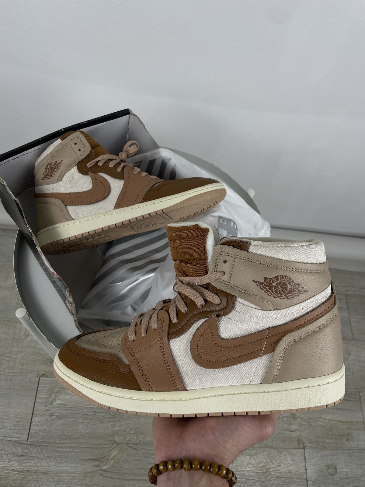 Nike NEW Air Jordan Leather 1 High Mm Legend Medium Brown Sneakers Shoes 39 Size US 5.5 / IT 35.5 - 11 Thumbnail