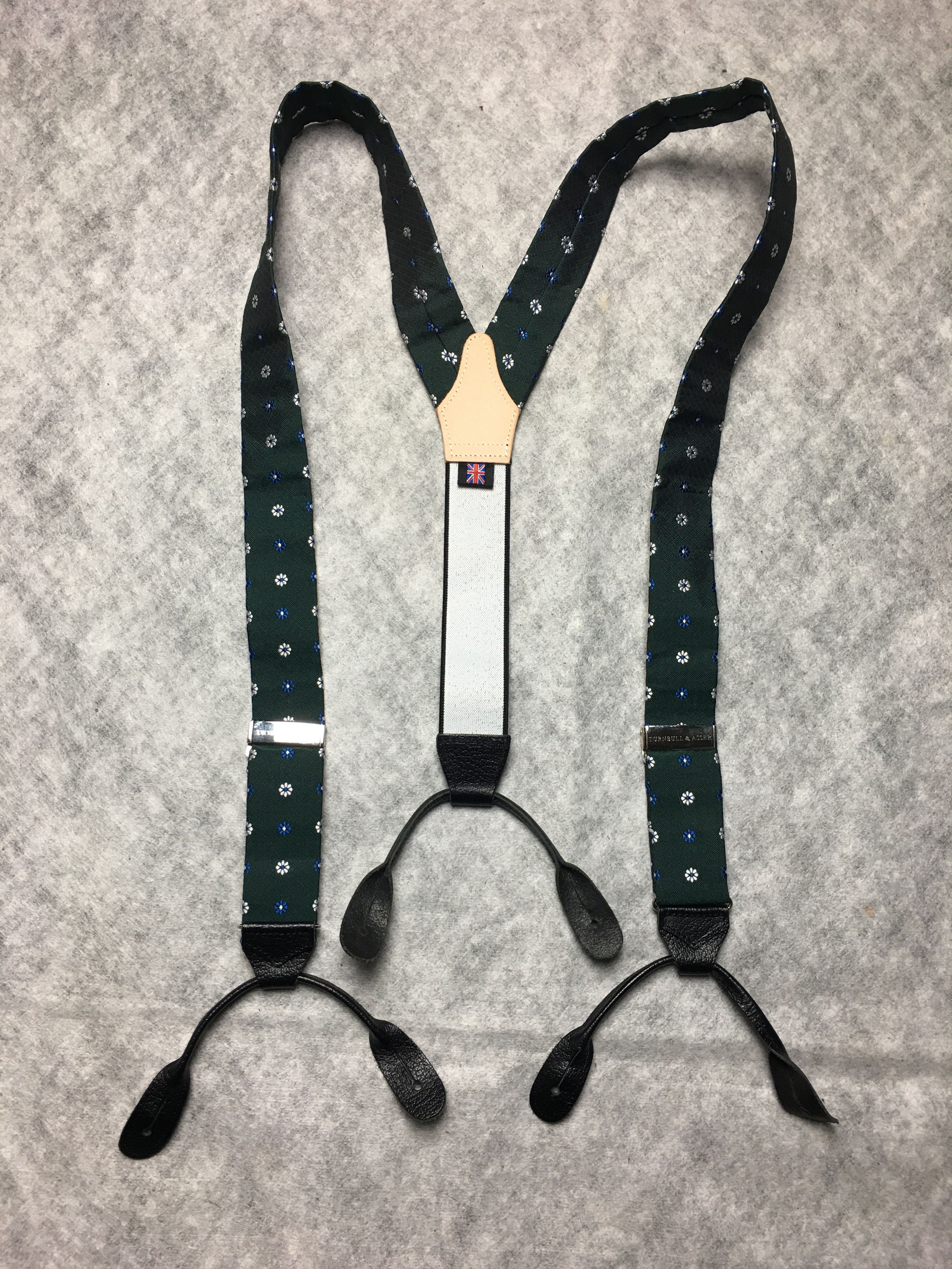 Turnbull & Asser Adjustable Silk Leather Braces Flowers