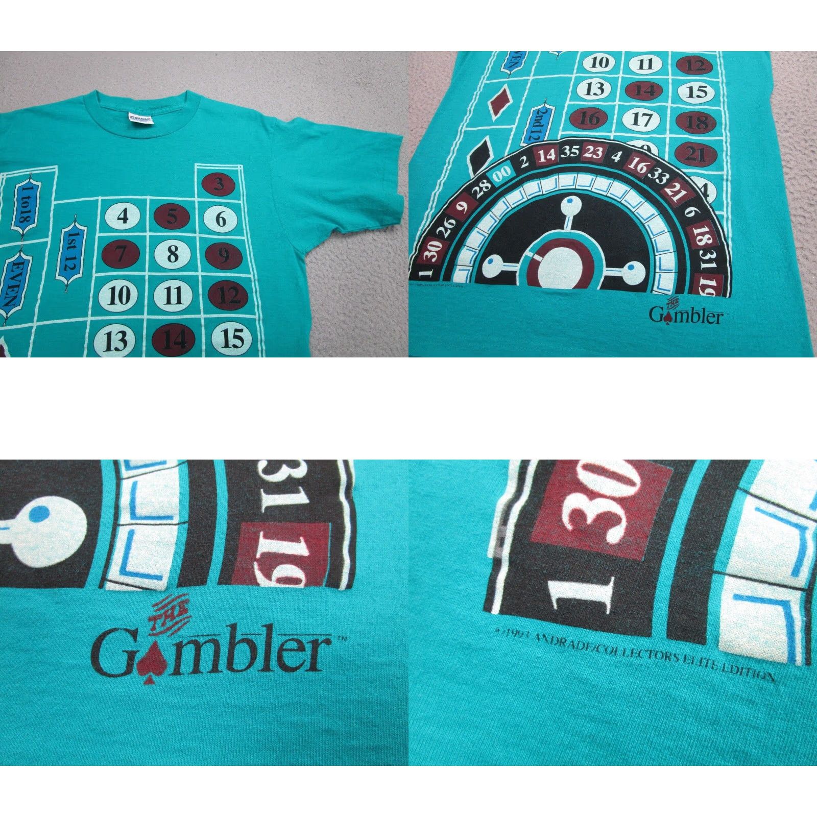 Gildan VINTAGE Gildan Mens L Short Sleeve Casino Shirt Blue All Over Print 90s Cartoon Graphic Tee Size US L / EU 52-54 / 3 - 2 Thumbnail