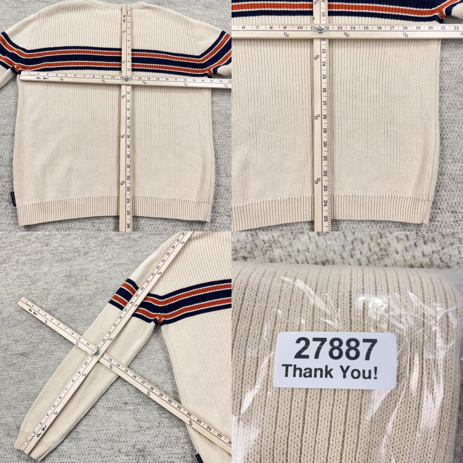 American Eagle Outfitters Vintage American Eagle Outfitters Sweater Men M Cream White Chunky Knit Stripe Size US M / EU 48-50 / 2 - 8 Thumbnail