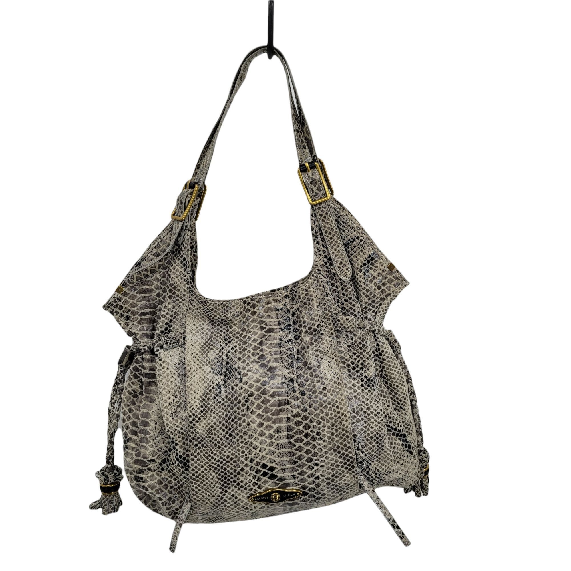 Other Elliott Lucca Leather Gray Cream Snakeskin Hobo Shoulder Bag Size ONE SIZE - 1 Thumbnail