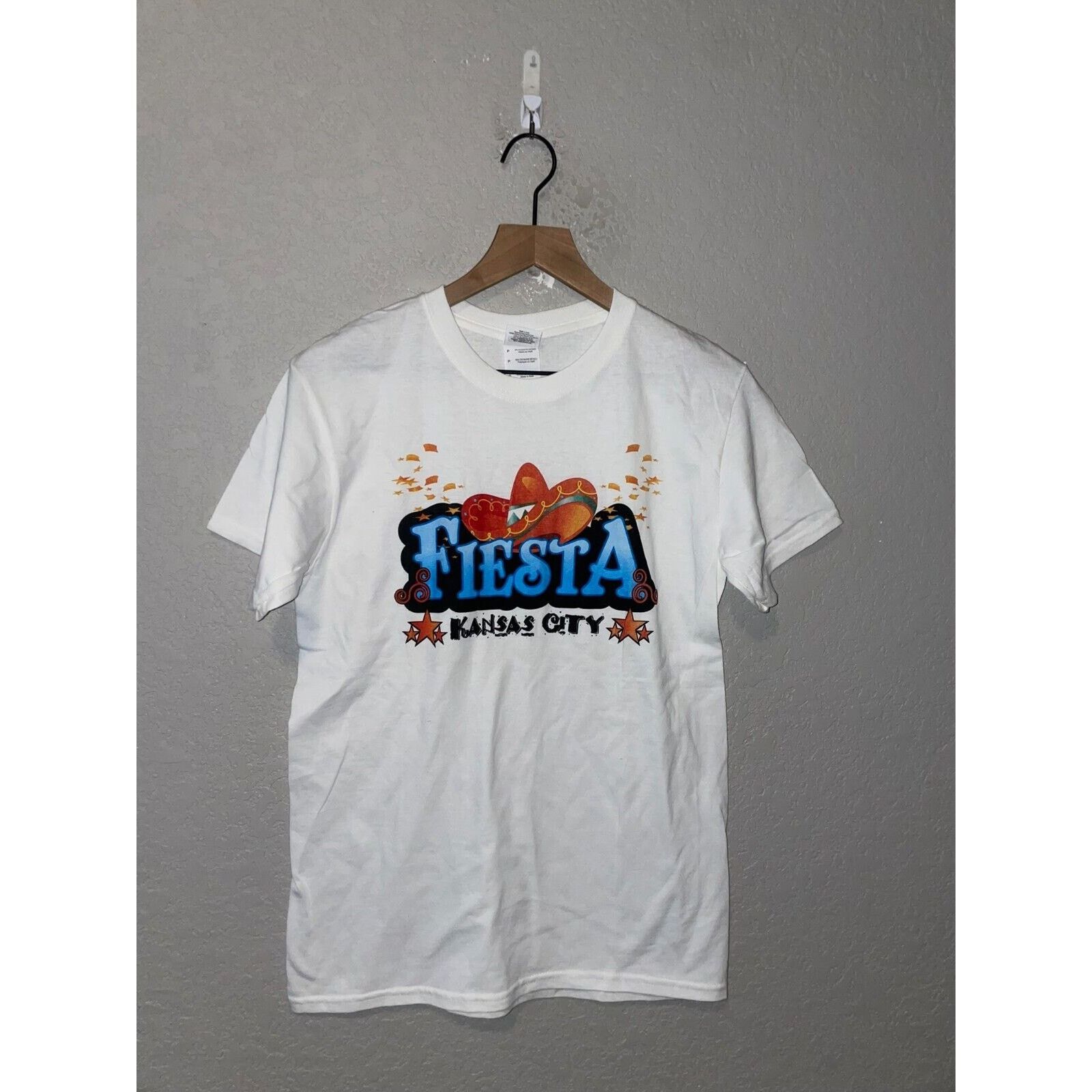 Gildan Vintage Fiesta Shirt Kansas City White Summer KC Tee Small Size US S / EU 44-46 / 1 - 1 Thumbnail