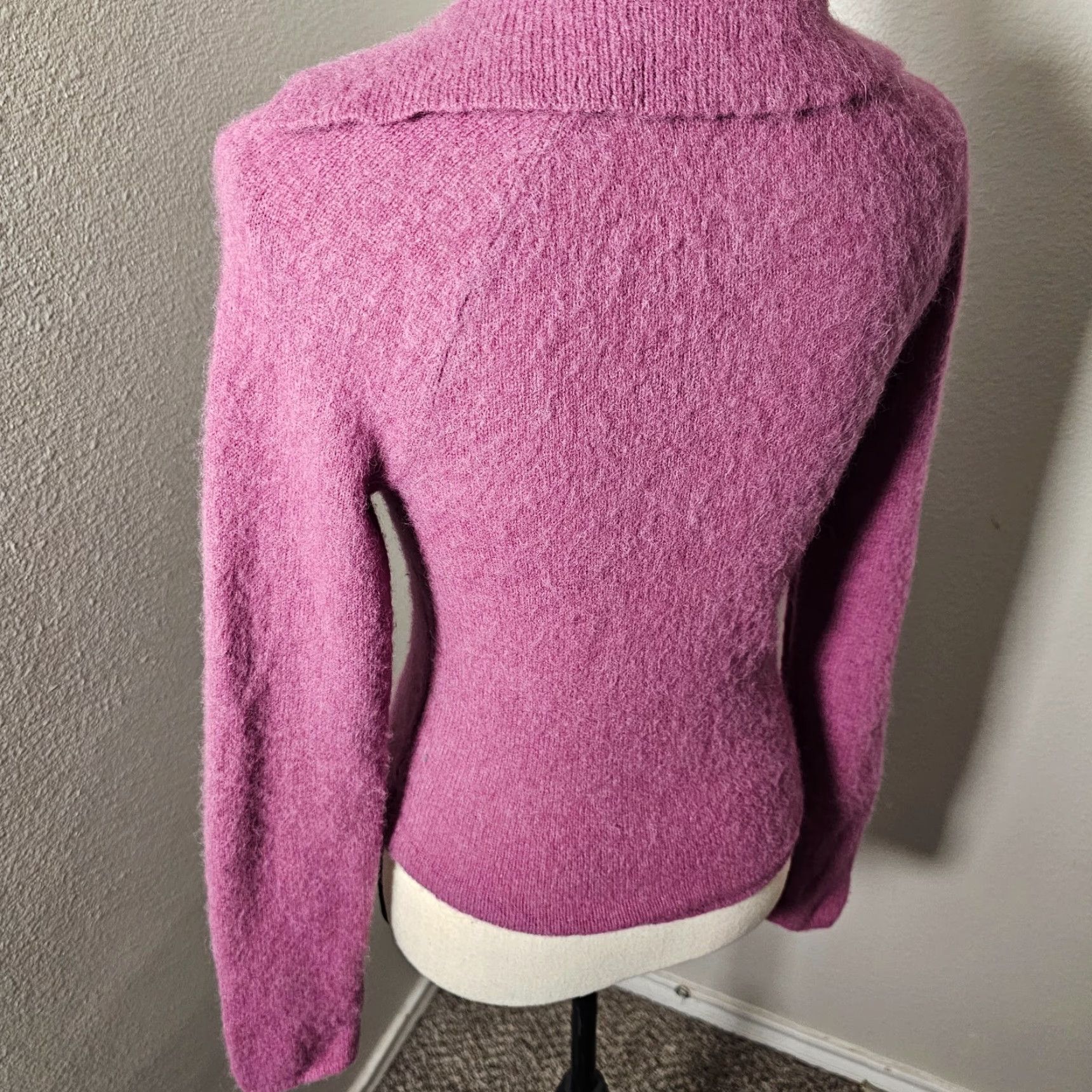 Vince Vince Women's Sweater Collared Long Sleeve Purple Alpaca Blend XS Womens Size XS / US 0-2 / IT 36-38 - 3 Thumbnail