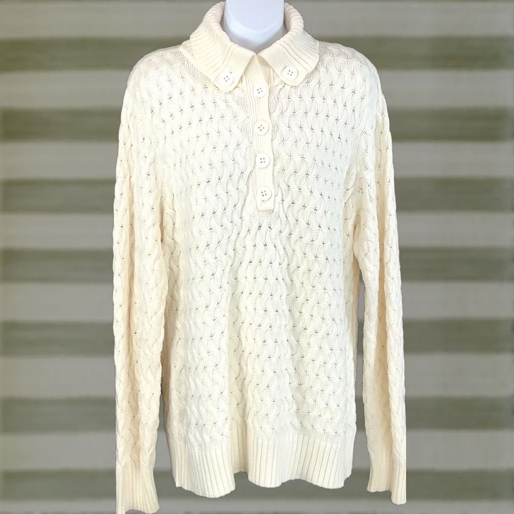 Liz Claiborne Liz Claiborne XL Ivory Crochet Knit Turtleneck Sweater Long Sleeve Casual Workwear Pullover Regular Womens Winter Crochet Knit Open-Knit Cable? Size XL / US 12-14 / IT 48-50 - 1 Thumbnail