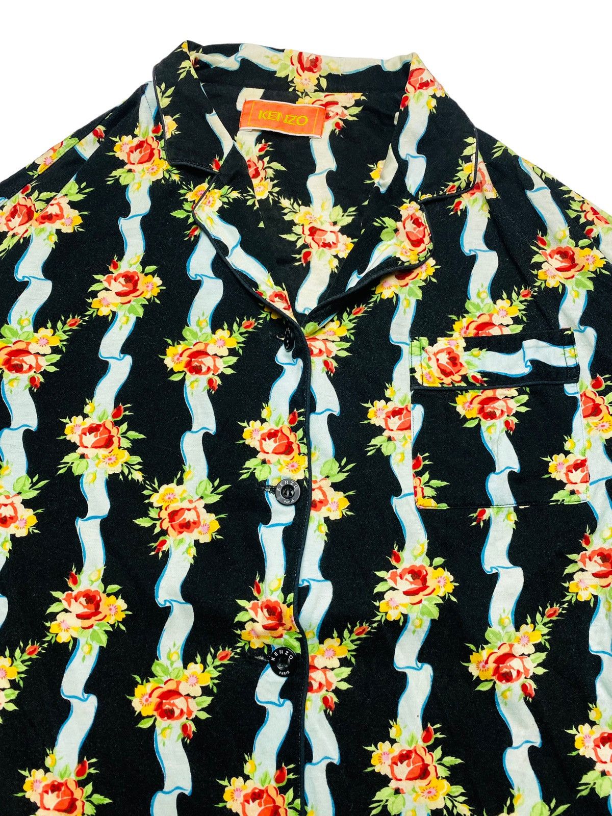 Japanese Brand × Kenzo 1980s Kenzo Homme - Iconic Floral Pajama Shirt Size US M / EU 48-50 / 2 - 6 Thumbnail