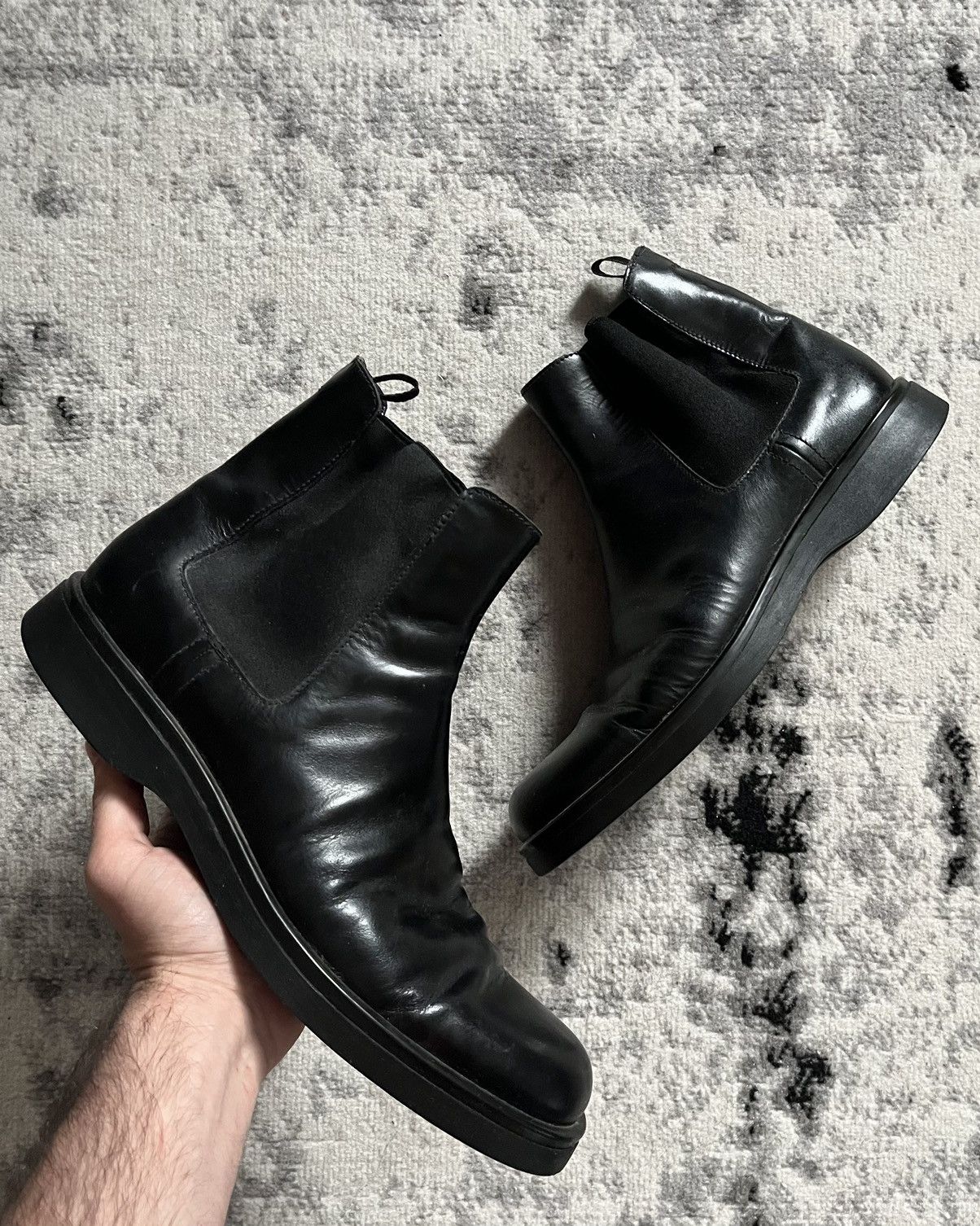 image of Archival Clothing x Prada Aw2005 Prada Optimum Leather Boots in Black, Men's (Size 9.5)