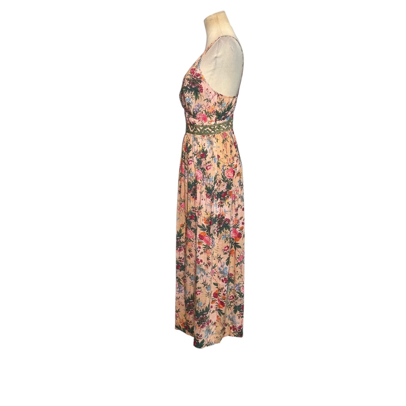Anthropologie Tracy Reese beige pink floral cropped jumpsuit size 4 Size 27" / US 4 / IT 40 - 4 Thumbnail