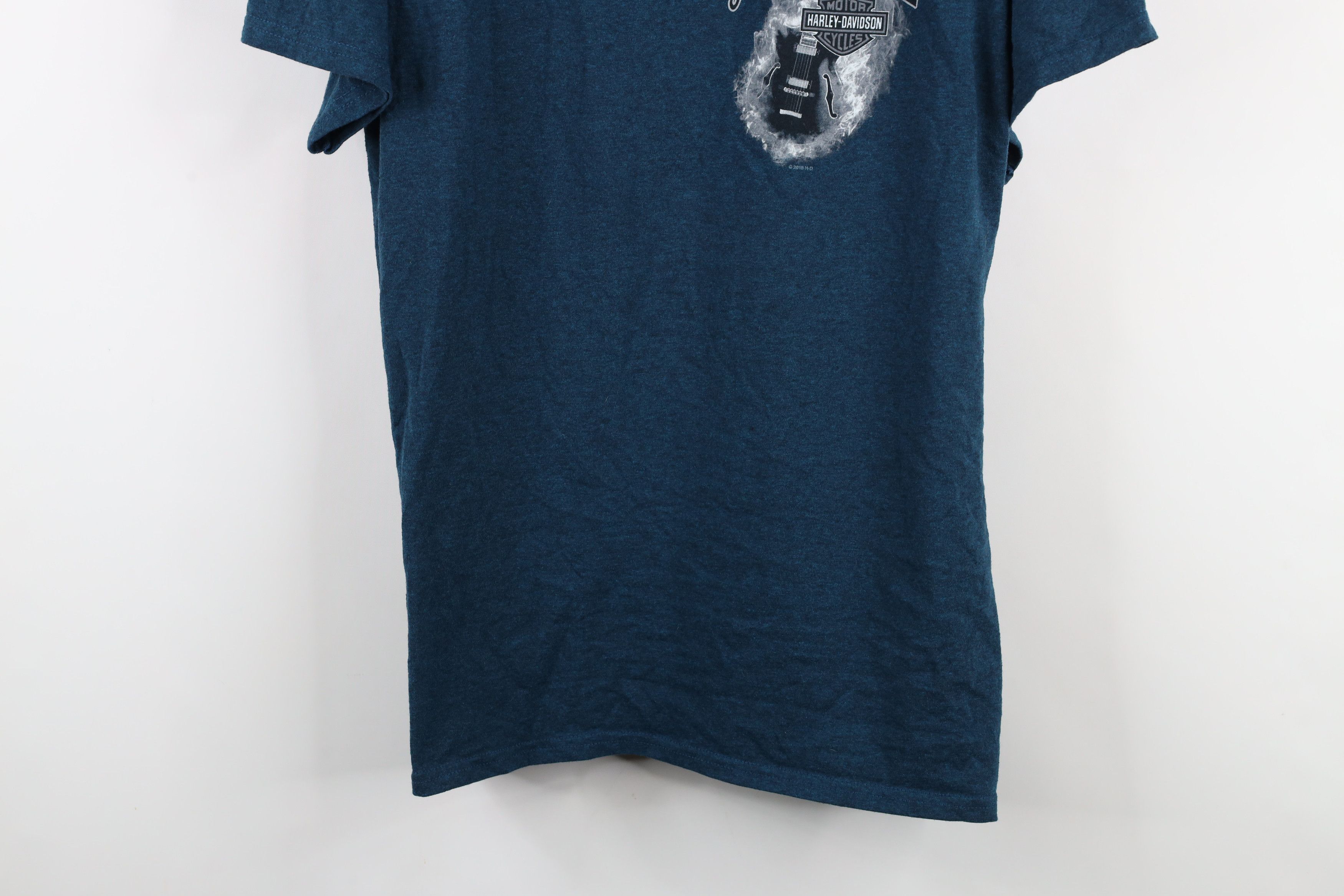Harley Davidson × Vintage Vintage Y2K Harley Davidson Guitar Fire Flames T-Shirt Blue Size US L / EU 52-54 / 3 - 3 Thumbnail
