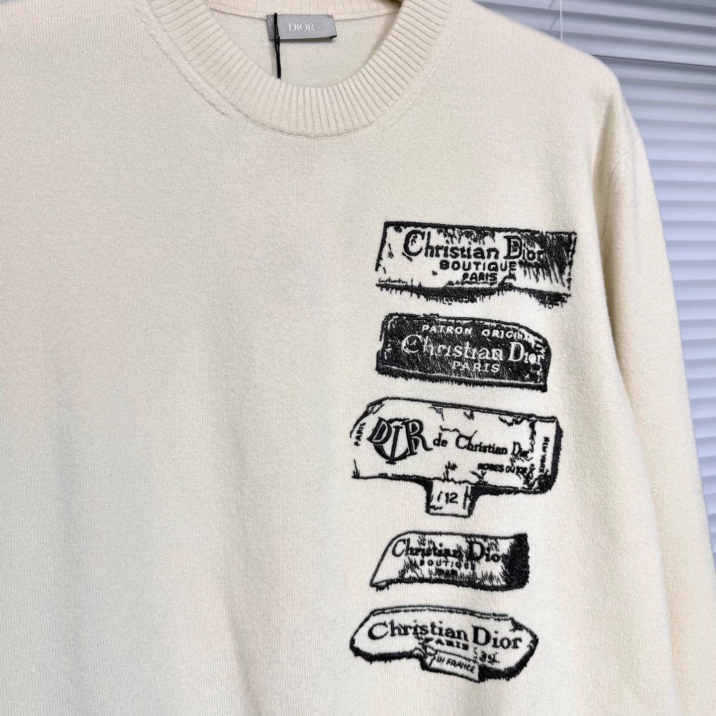 Dior Dior SS25 Beige Wool Knit Sweater Embroidered Logo Size L / US 10 / IT 46 - 3 Thumbnail