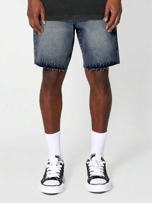 Jean Jeans Denim Shorts Raw Edge Distressed Size US 32 / EU 48 - 1 Thumbnail