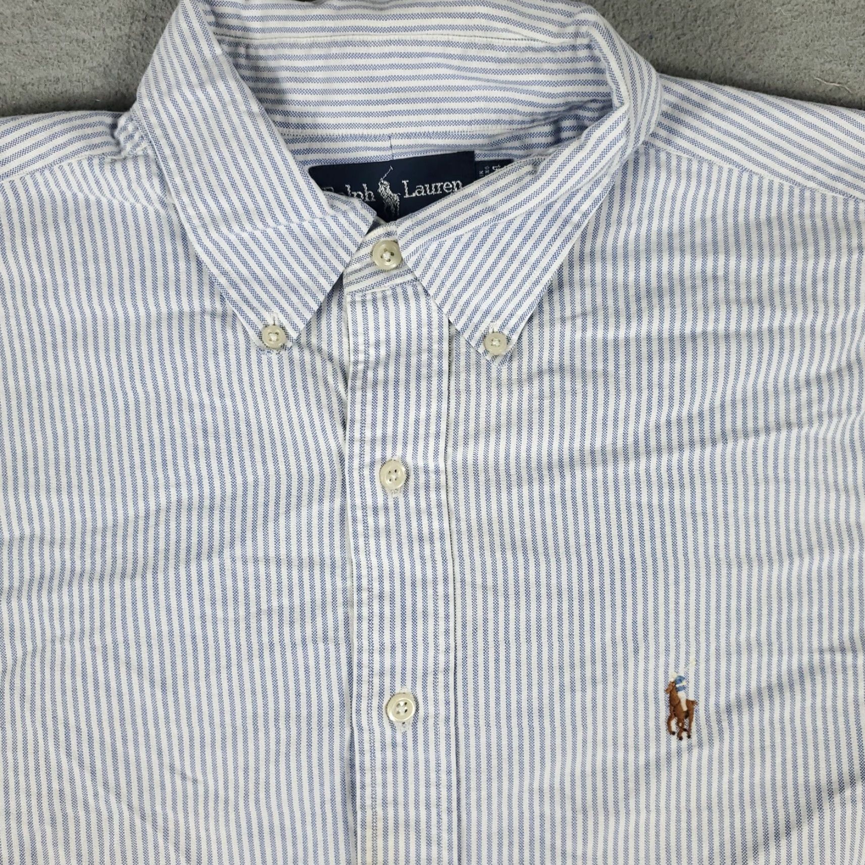 Ralph Lauren RALPH LAUREN Dress Shirt Mens 16.5 Blue Striped Long Sleeve Button Up Cotton Casual Modern Size 42R - 2 Thumbnail