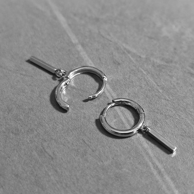 Jewelry × Sterling Silver One pairs Retro Earrings Gothic Punk Chrome Jewelry Spike Size ONE SIZE - 2 Thumbnail