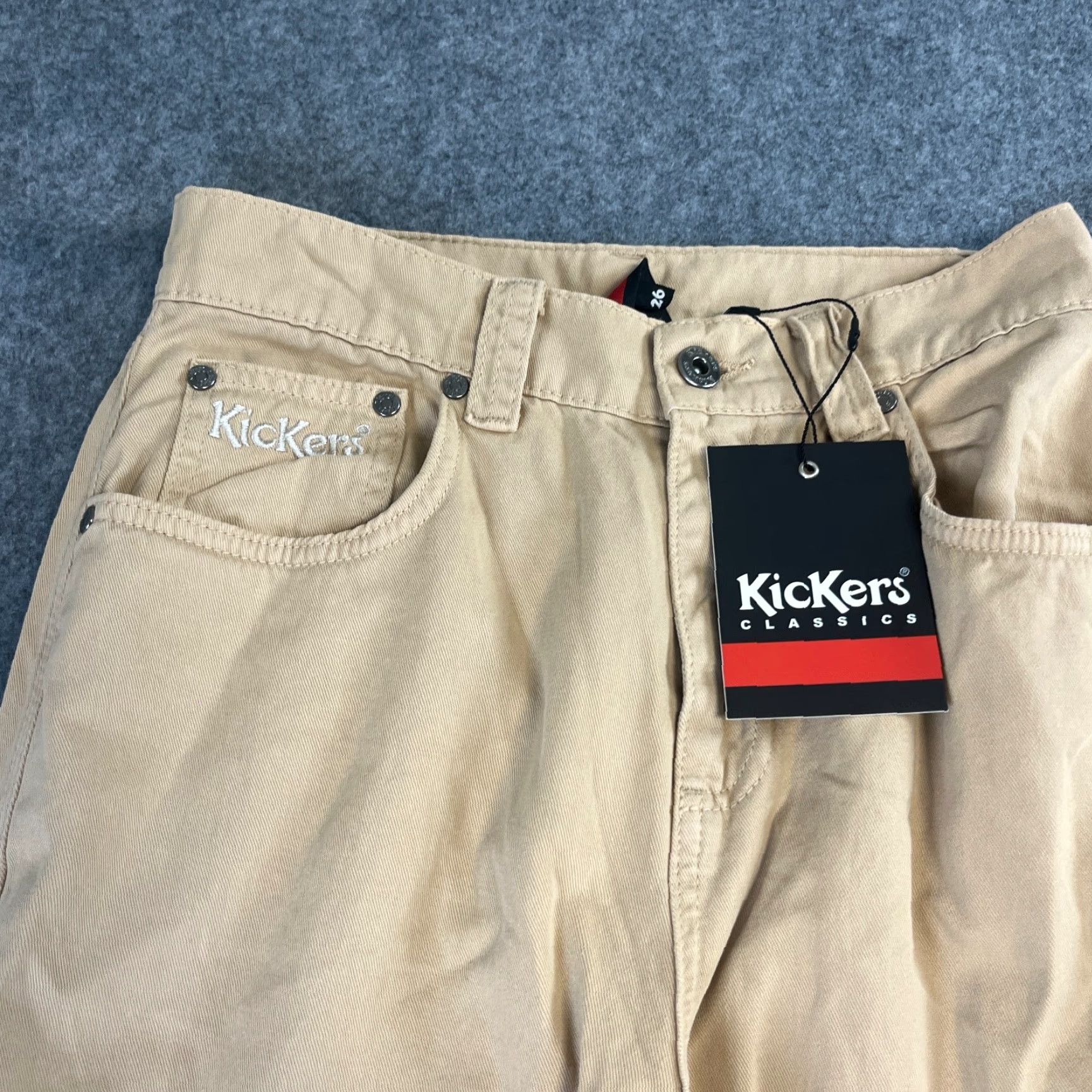 Kickers VINTAGE Kickers Womens Cargo Jeans Straight 27 30 UK 8 Beige Denim 5-Pocket Design Jeans Womens Size 30" / US 8 / IT 44 - 3 Thumbnail