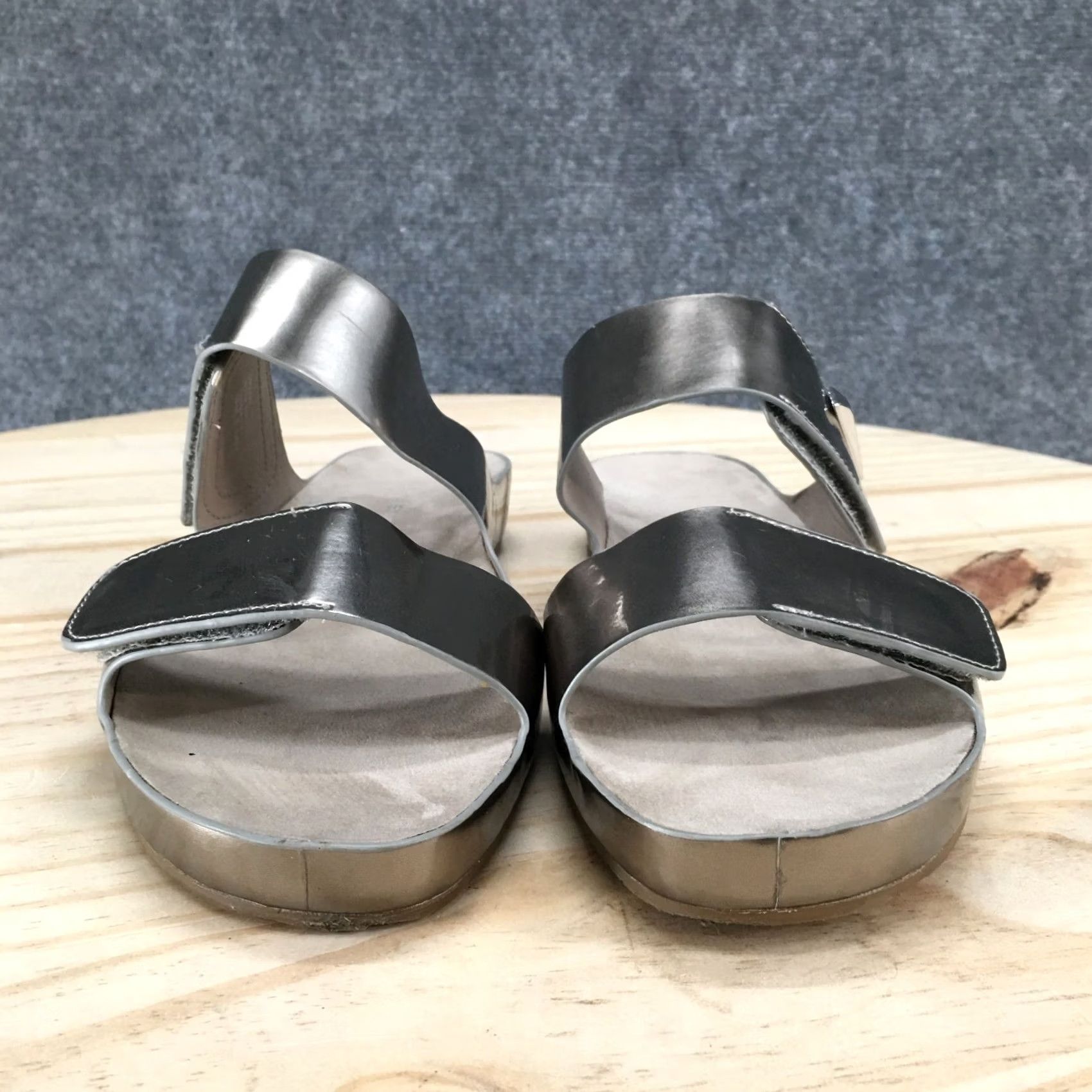 Calvin Klein Calvin Klein Sandals Womens 9 Myra Metallic Gray Slip-On Casual Wedge Heels Size US 9 / IT 39 - 7 Thumbnail