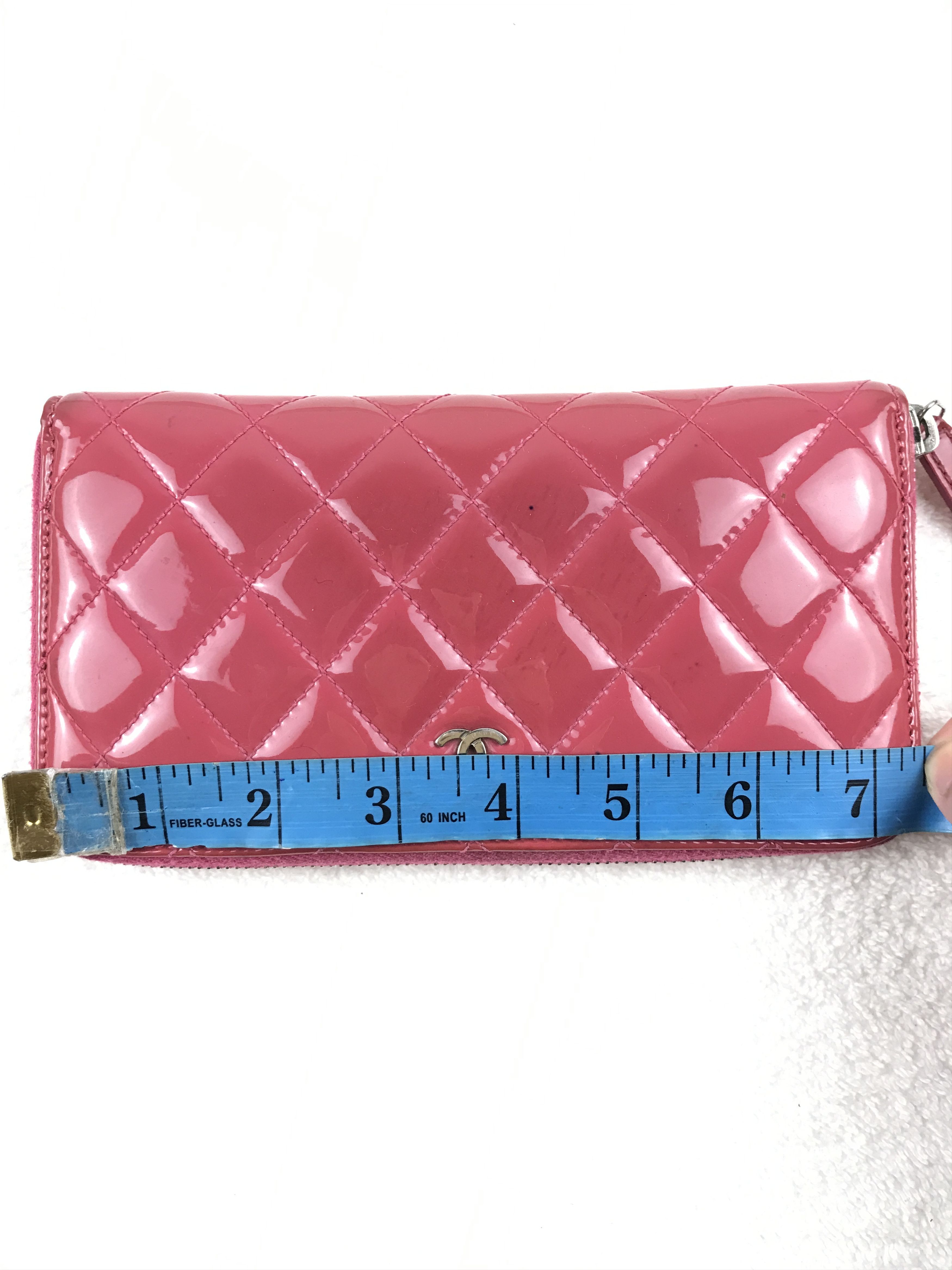 Chanel × Vintage Chanel Dark Pink Quilted Patent Leather Zip Around Wallet Size ONE SIZE - 20 Thumbnail