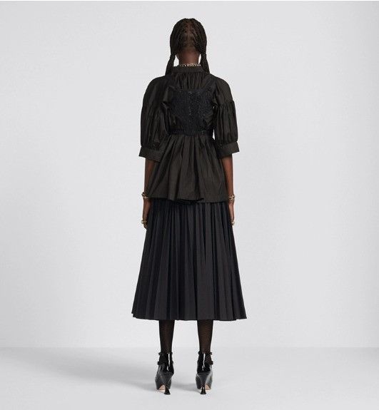 Dior o1w1db10225 Mid-Length Pleated Skirt in Black Size 28" / US 6 / IT 42 - 6 Thumbnail