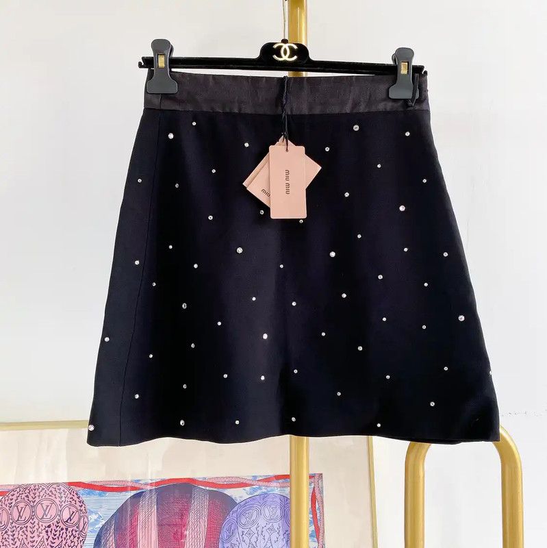 Miu Miu Miu Miu Black Summer A-Line Mini Skirt 0089 Size 32" / US 10 / IT 46 - 1 Thumbnail