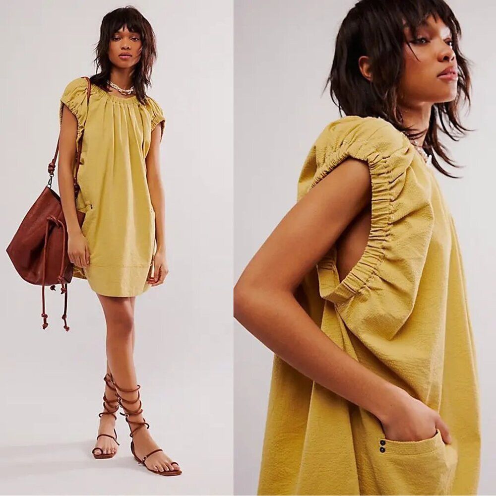 Free People NWT New $148 Free People Siegel Mini Pampas Yellow Dress Si Size S / US 4 / IT 40 - 2 Thumbnail