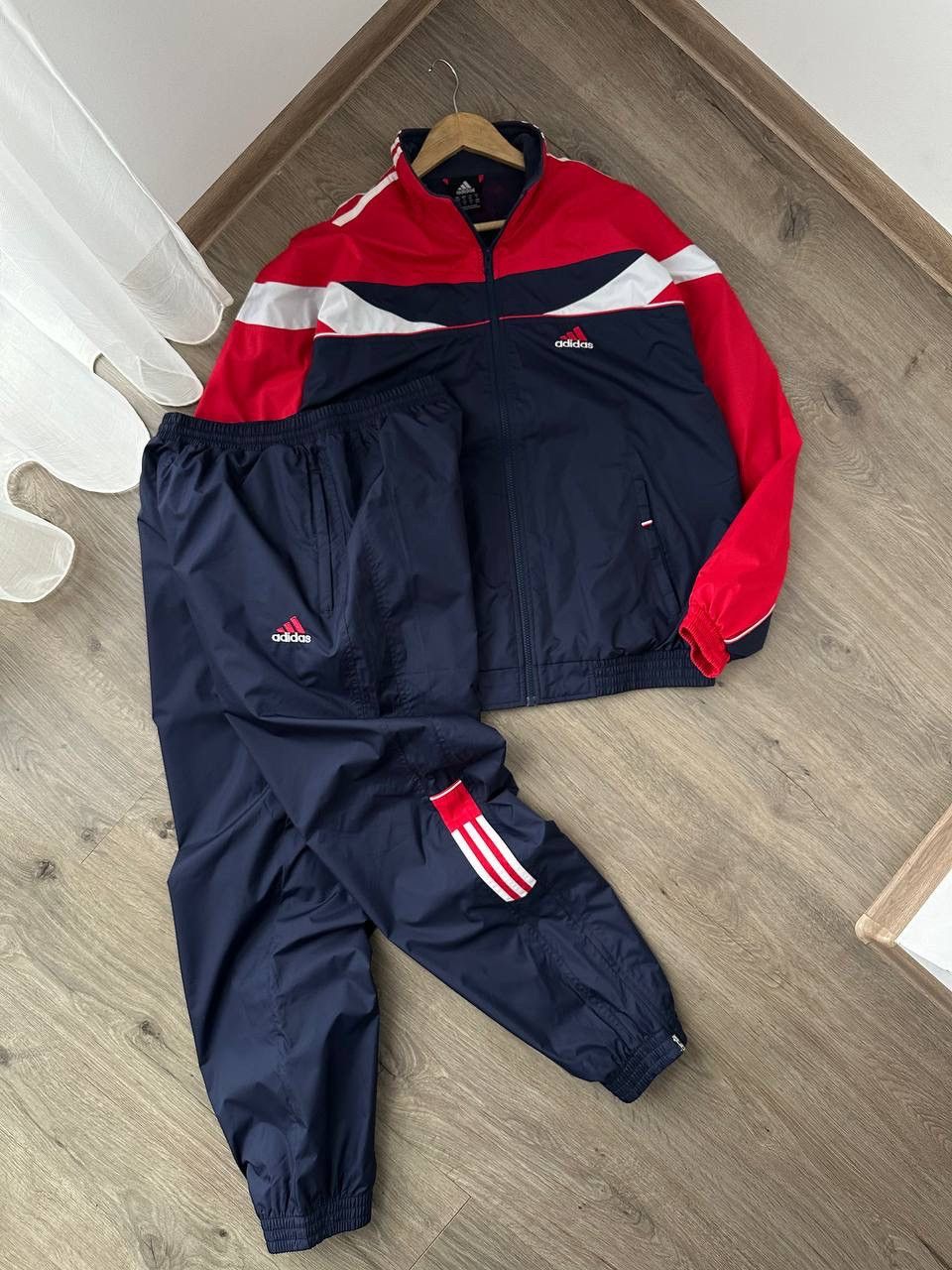 Adidas × Vintage Vintage Adidas Nylon Drill Sportswear Tracksuit Size 38R - 1 Thumbnail