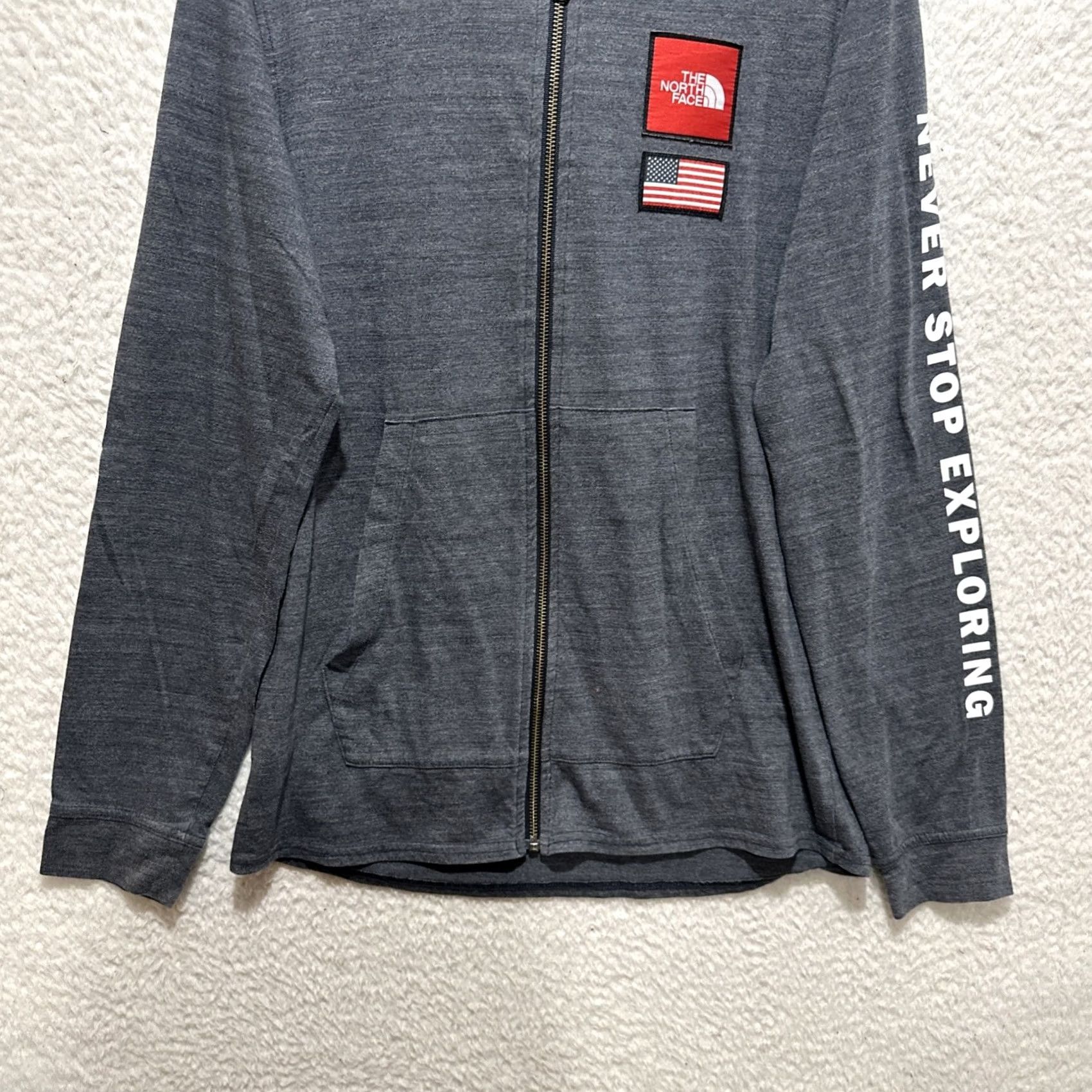 The North Face The North Face Hoodie Men M Gray Regular Full Zip Logo USA Tri-Blend Classic Fit Size US M / EU 48-50 / 2 - 6 Thumbnail
