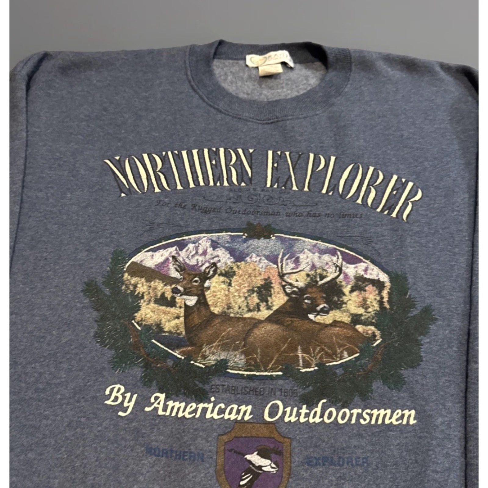 Van Heusen VINTAGE Van Heusen Sweatshirt Crewneck Northern Explorer Earth Nature Blue XL Men Pullover Size US XL / EU 56 / 4 - 2 Thumbnail