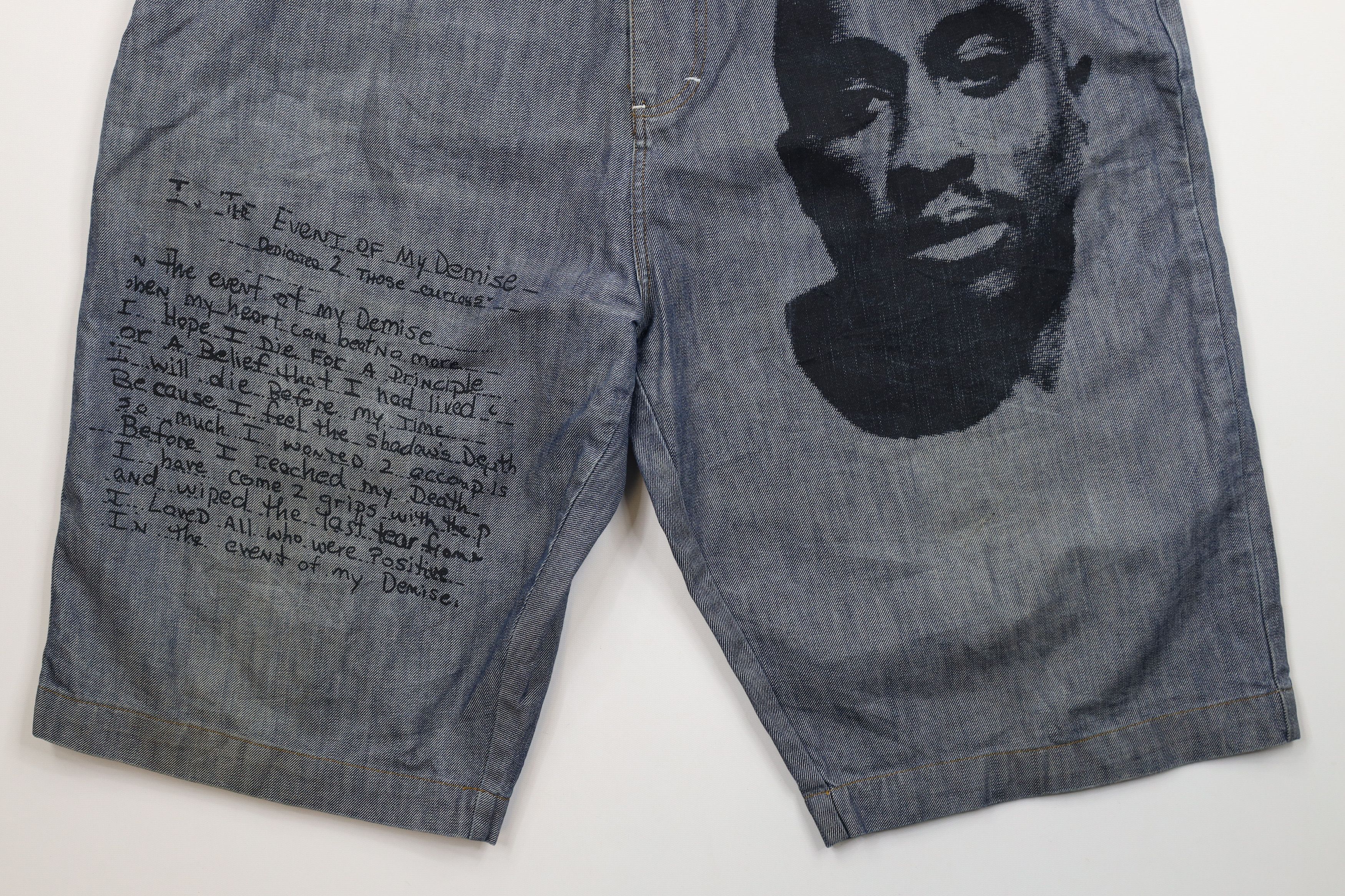 Vintage Vintage 90s Y2K Makaveli Baggy 2Pac Hip Hop Rap Denim Shorts Size US 40 / EU 56 - 4 Thumbnail