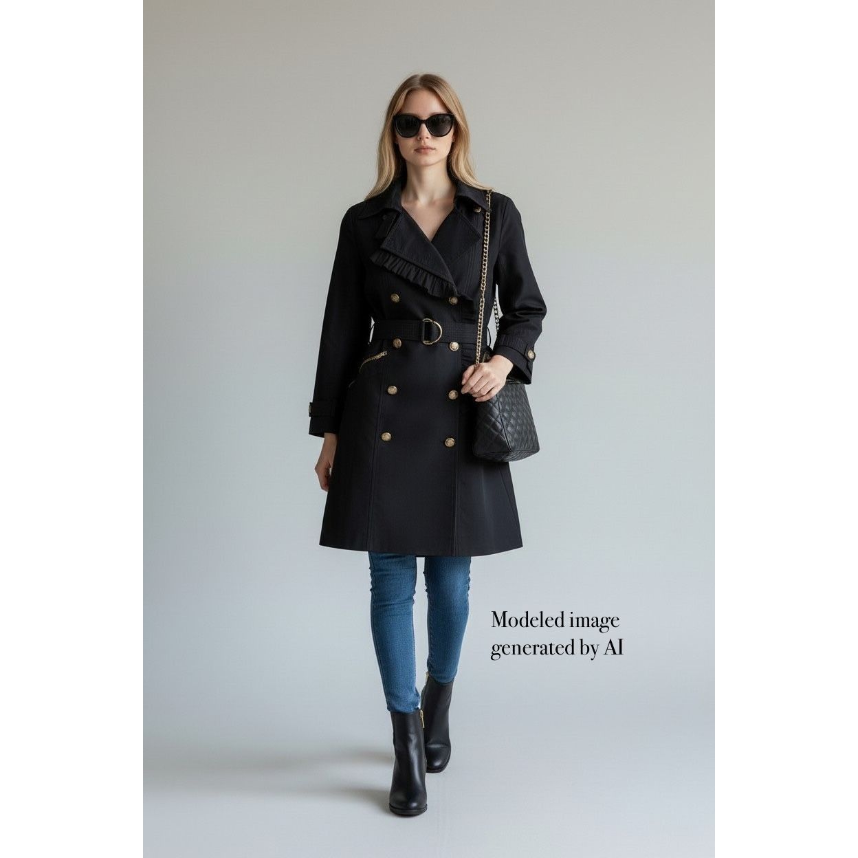 Juicy Couture Juicy Couture Ruffle Trench Coat XL Navy Belted Y2K Rare Size XL / US 12-14 / IT 48-50 - 3 Thumbnail