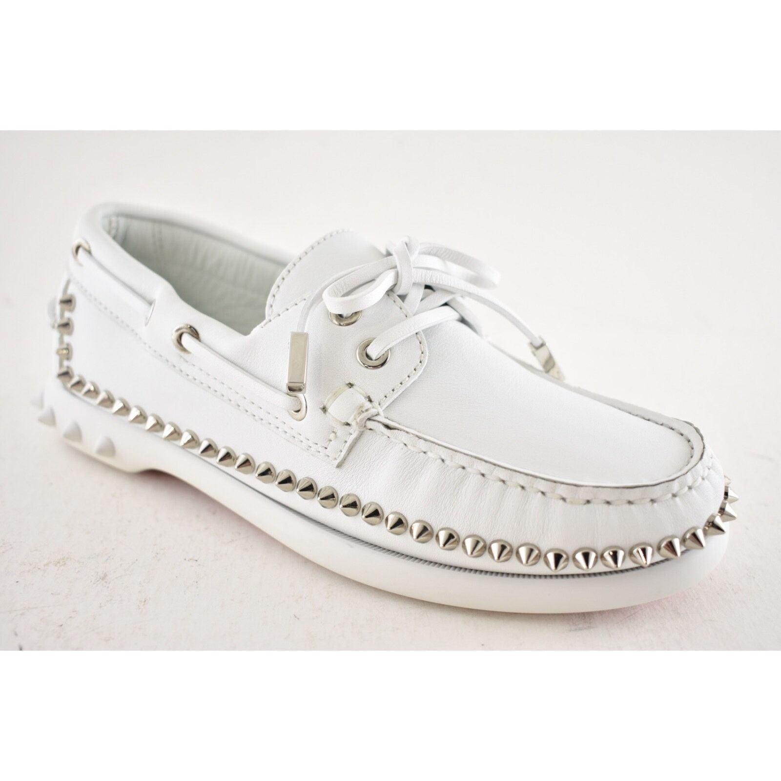Christian Louboutin Christian Louboutin Gerockel Donna Flat White Leather Boat Size US 7.5 / IT 37.5 - 6 Thumbnail
