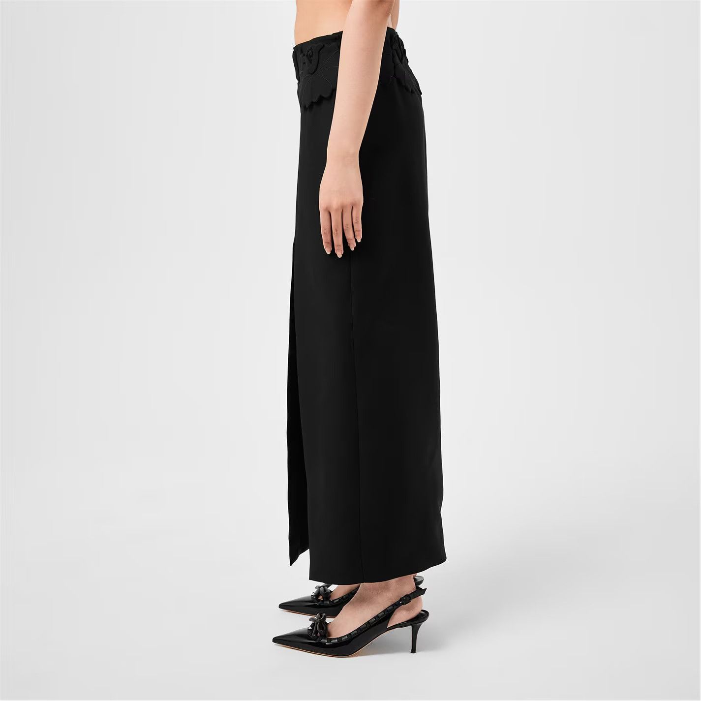 Valentino o1s22i1n0924 Mid-Length Wool Silk Skirt in Black Size 28" / US 6 / IT 42 - 2 Thumbnail