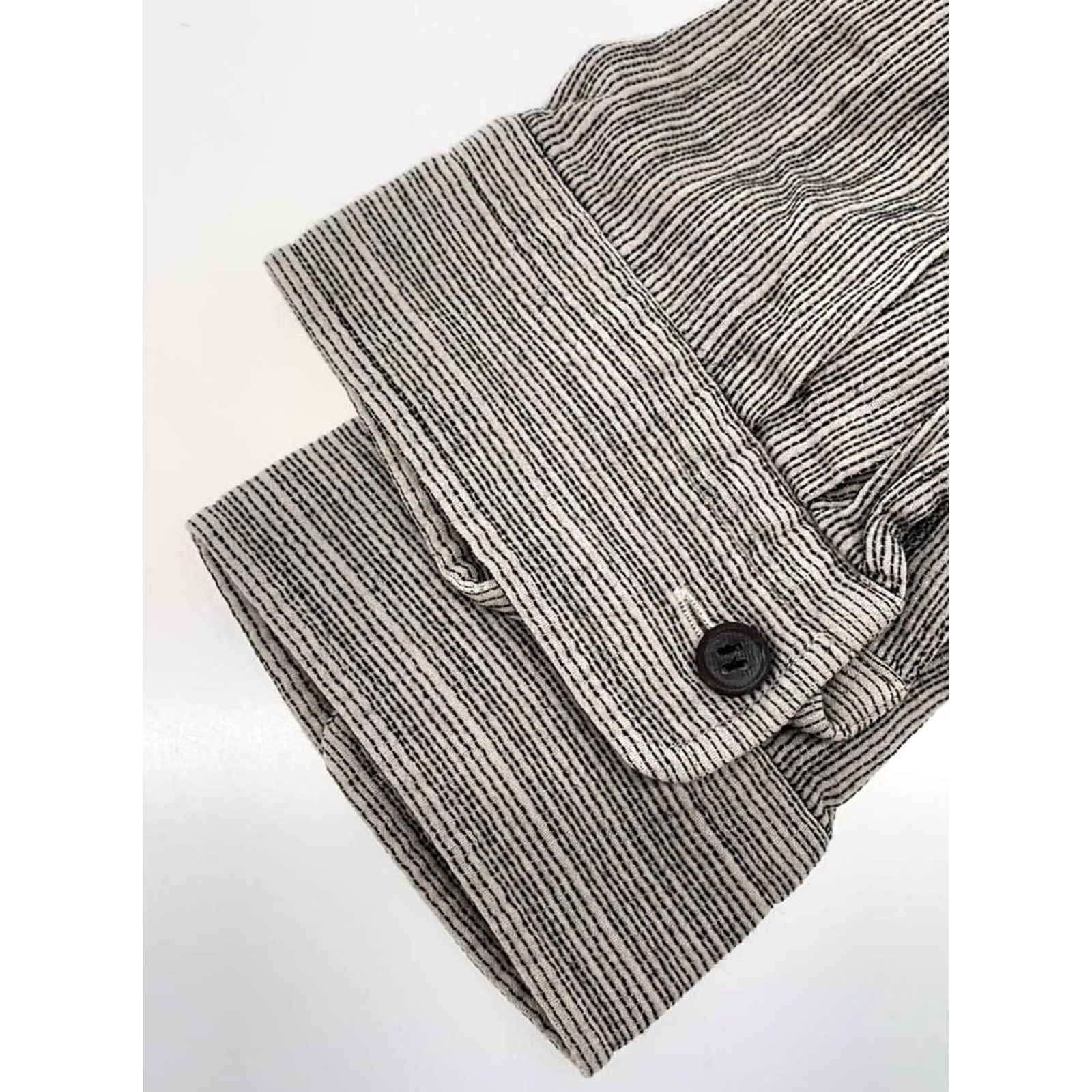 Issey Miyake ISSEY MIYAKE Striped Gray Cotton Long Sleeve Shirt Size 4 Mens Pre-Owned Size US XL / EU 56 / 4 - 6 Thumbnail