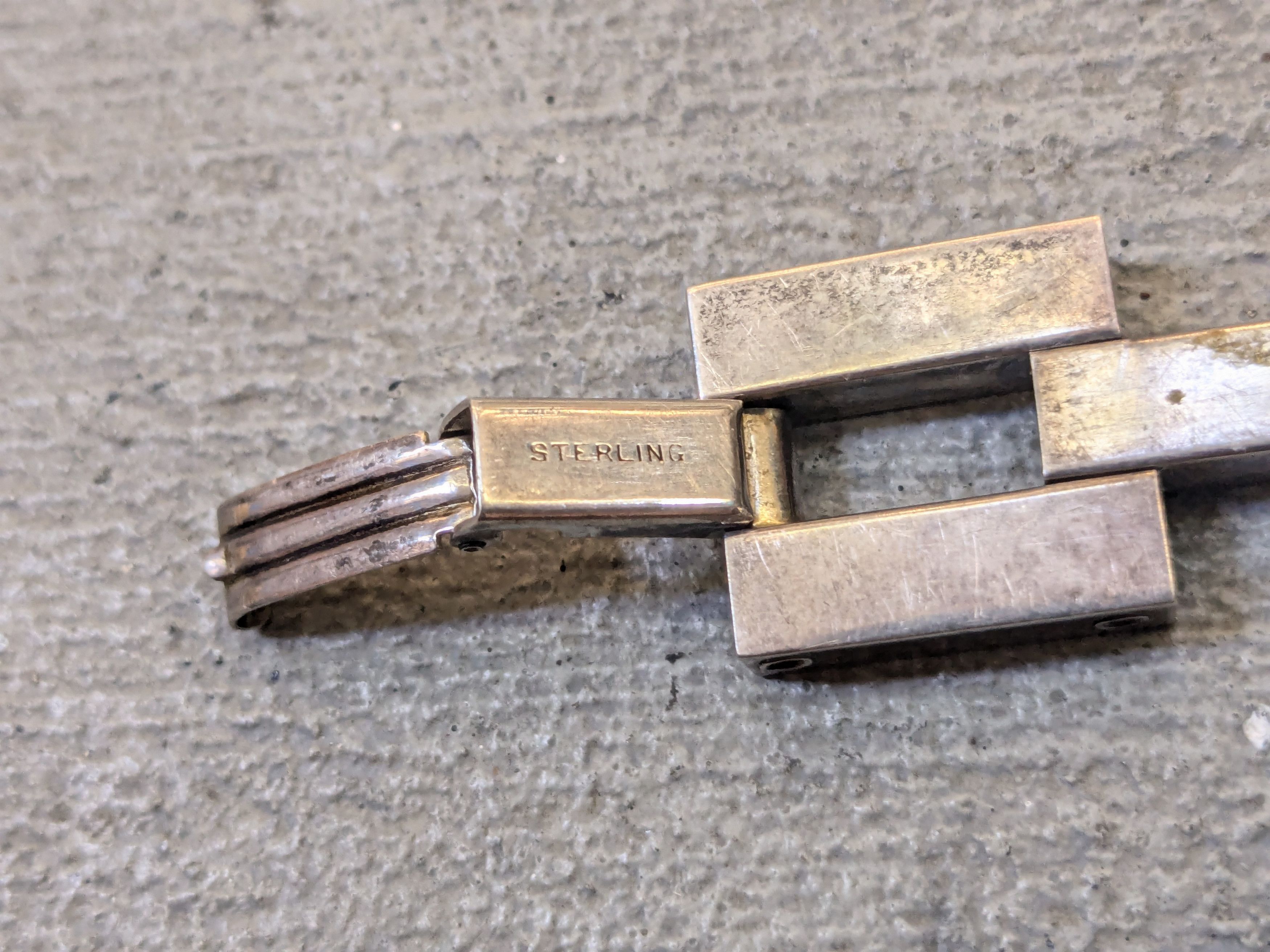 Other Vintage Sterling Silver Bracelet Modern Industrial 7.75" Size ONE SIZE - 13 Thumbnail