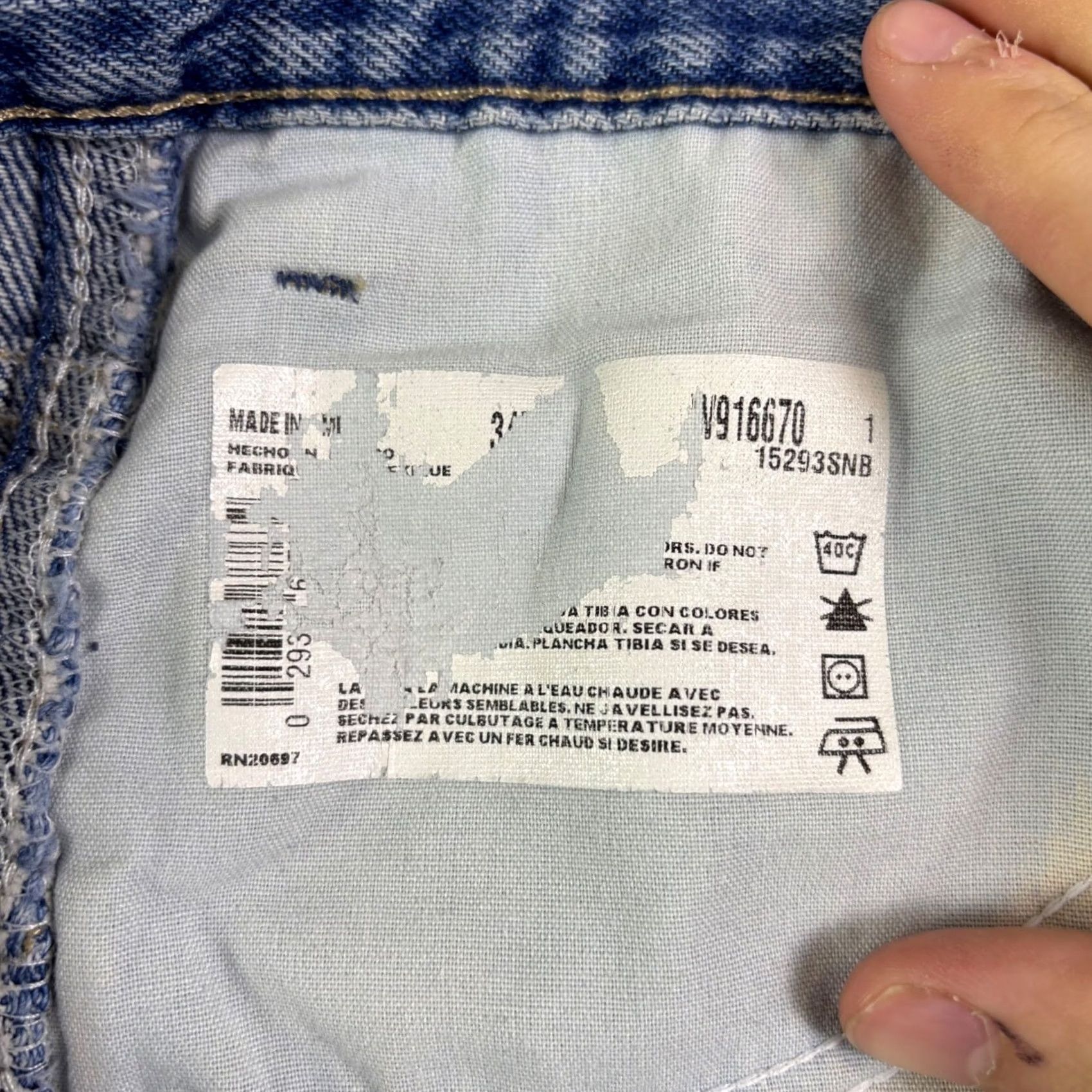 Dickies VINTAGE Dickies Jeans Mens 34x31 Light Wash Distressed Workwear Relaxed Straight Denim Blue 90s Mens Size US 34 / EU 50 - 6 Thumbnail