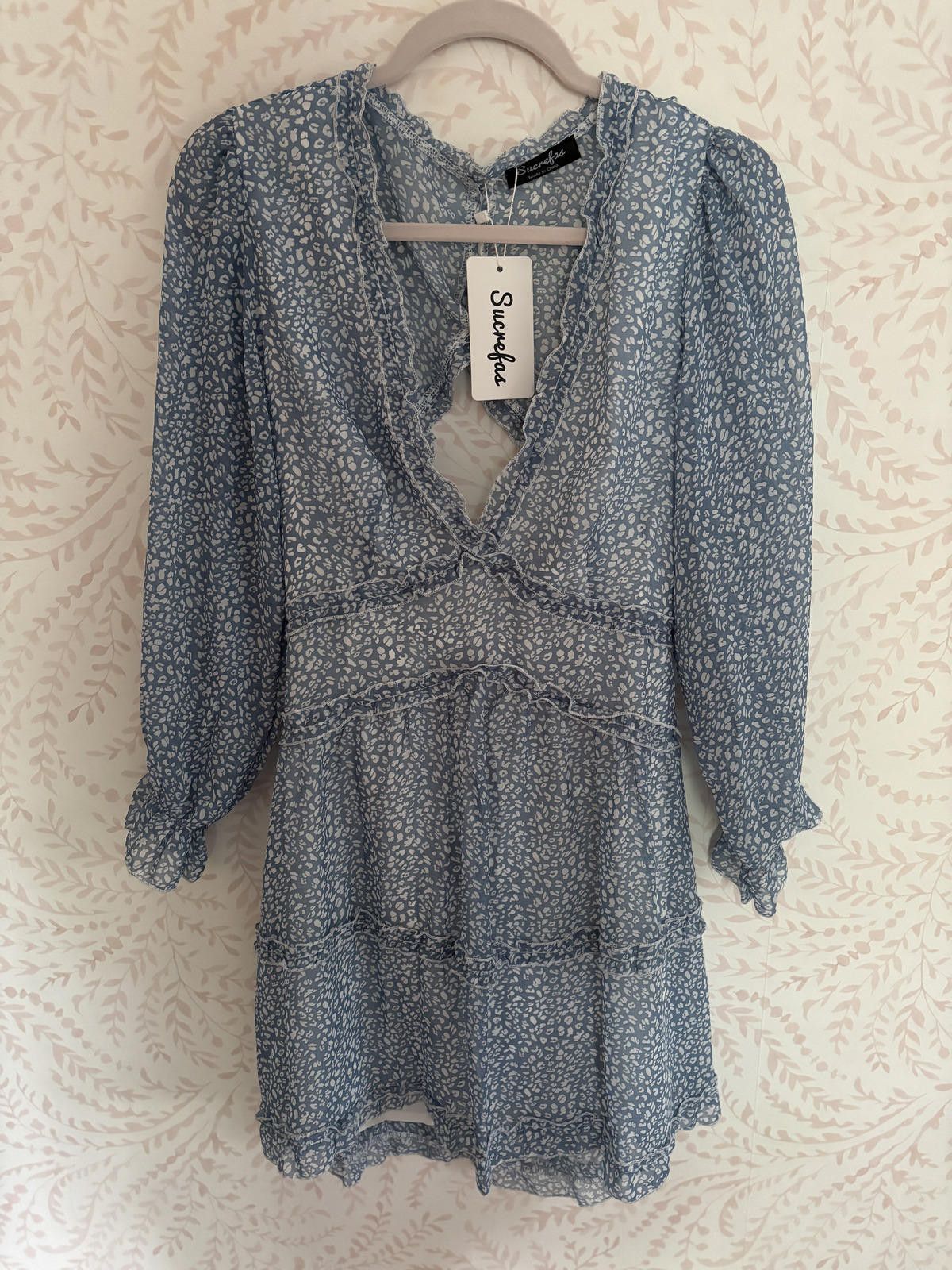 Designer NWT open back floral semi-sheer dress by Sucrefas Size L / US 10 / IT 46 - 1 Thumbnail
