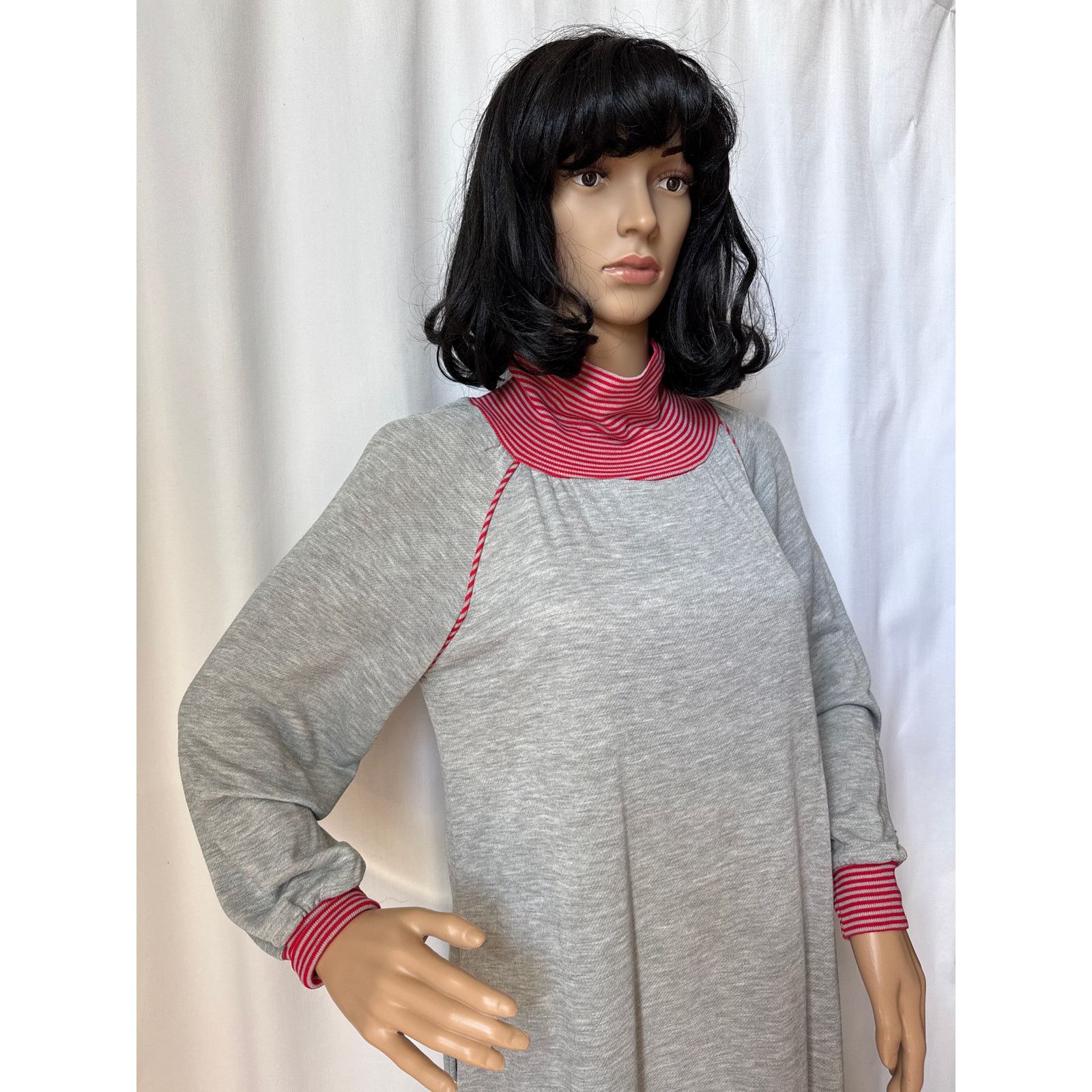 Vintage American Vtg Sears JR Bazaar turtleneck maxi dress gray red Size M / US 6-8 / IT 42-44 - 19 Thumbnail