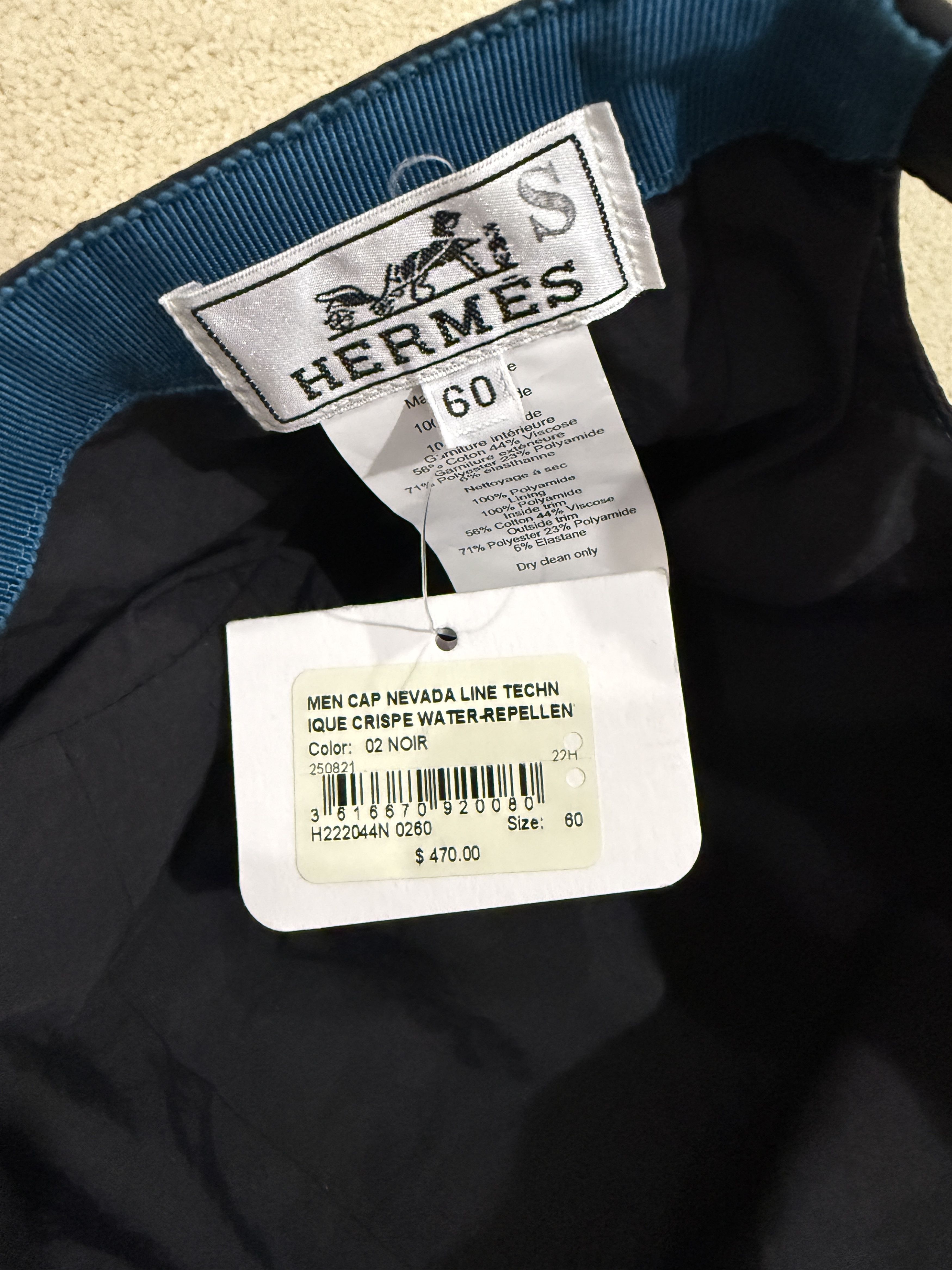 Hermes HERMES AUTHENTIC COTTON BLACK WITH BLUE TRIM NEVADA CAP Size ONE SIZE - 6 Thumbnail