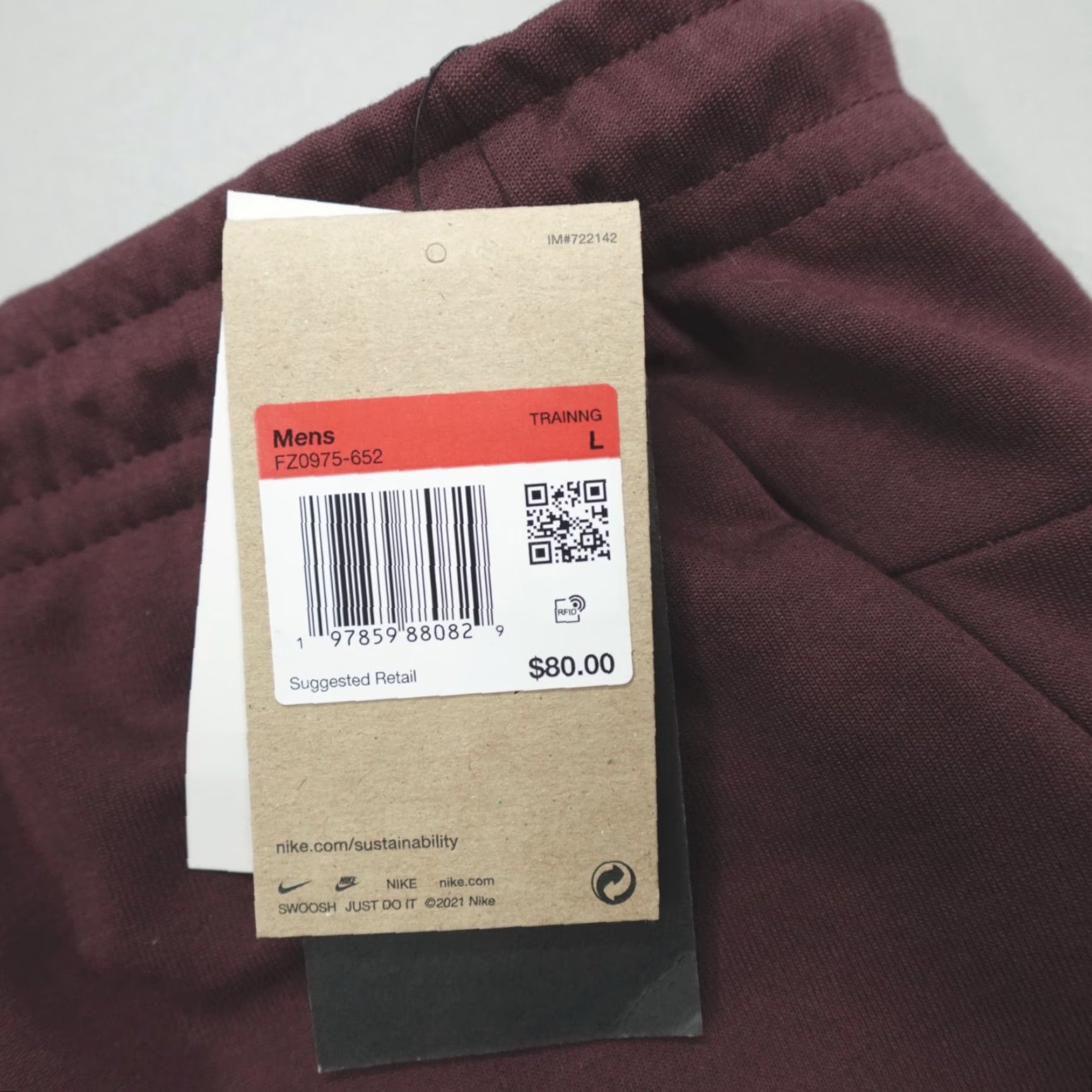 Nike Nike Dri-FIT Primary Fleece Performance Joggers Men's L Burgundy UPF 40+ FZ0975-652 Size US 33 - 3 Thumbnail