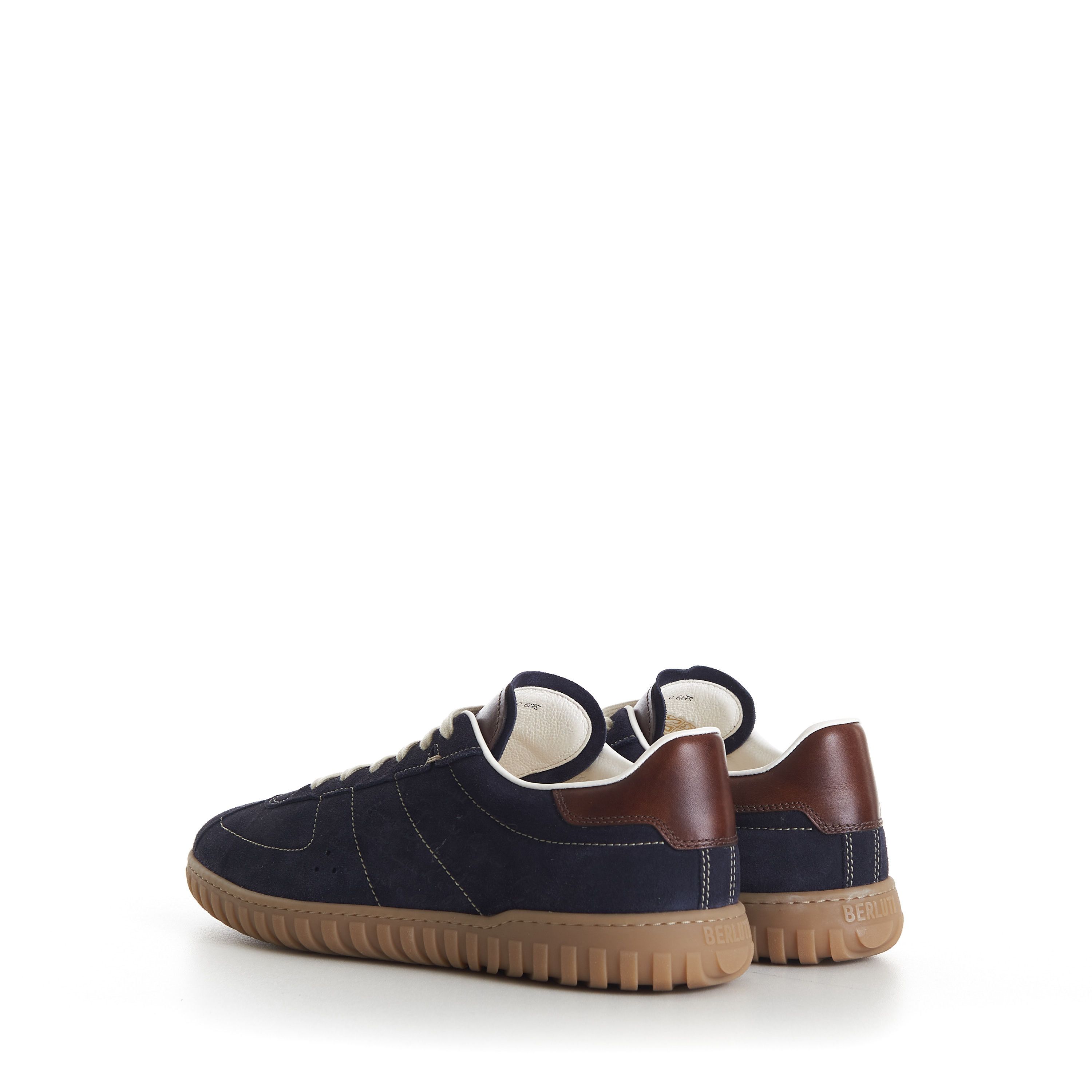 Berluti Navy Trainer Suede Sneaker - Scritto, Patina Leather Heel Size US 7 / EU 40 - 6 Thumbnail