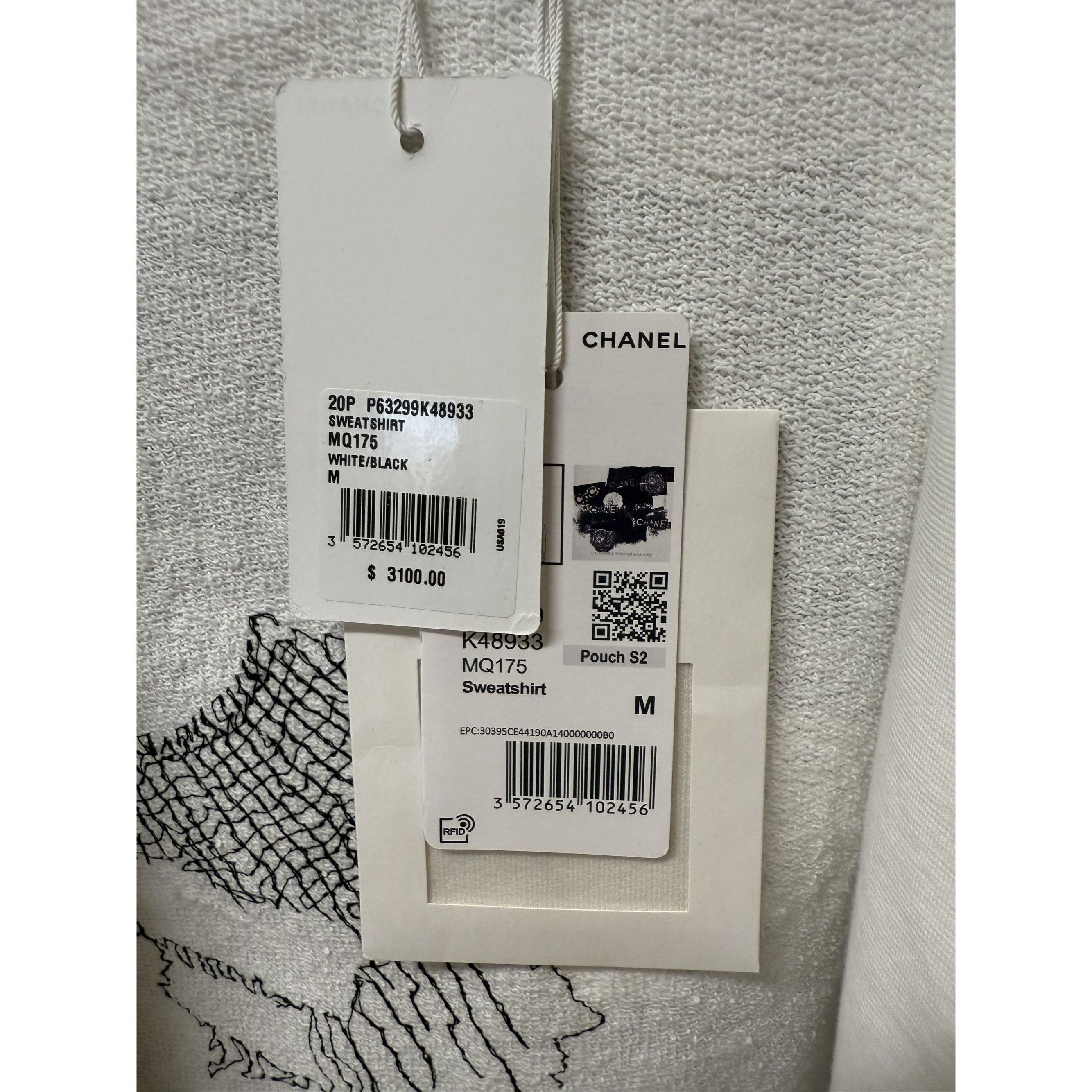 Chanel Chanel White Zip-Up Hoodie With Black Graphic Back Design 10 Size M / US 6-8 / IT 42-44 - 3 Thumbnail